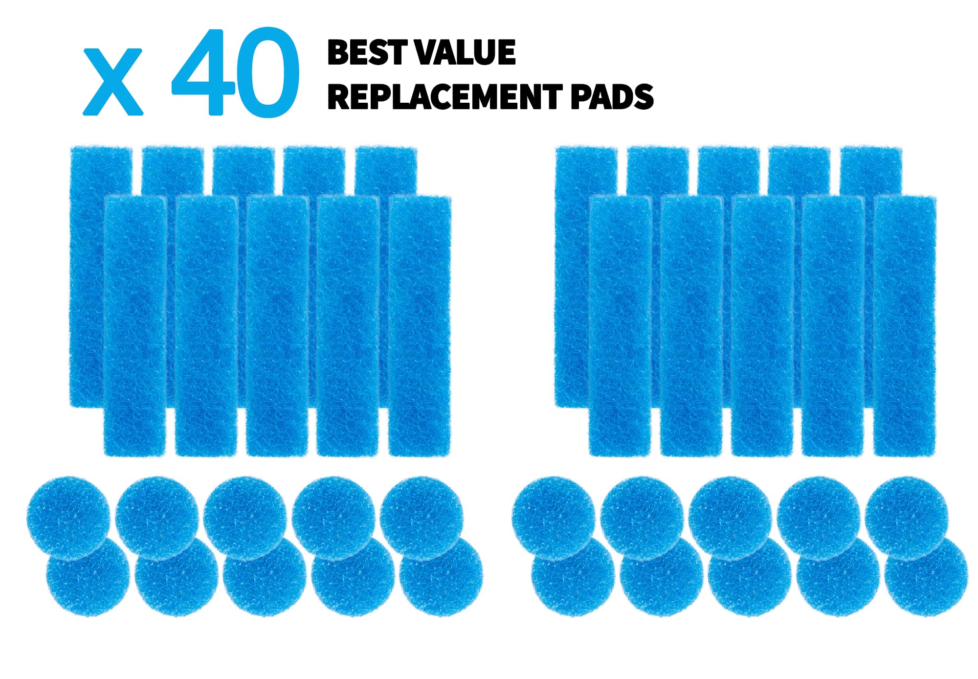 SnowTree - BoroBuddy Replacement Pads (Pack of 40) - 20 Circular Scrubbing Sponge Pads and 20 Rectangular Pads to Fit into Your BoroBuddy Magnetic