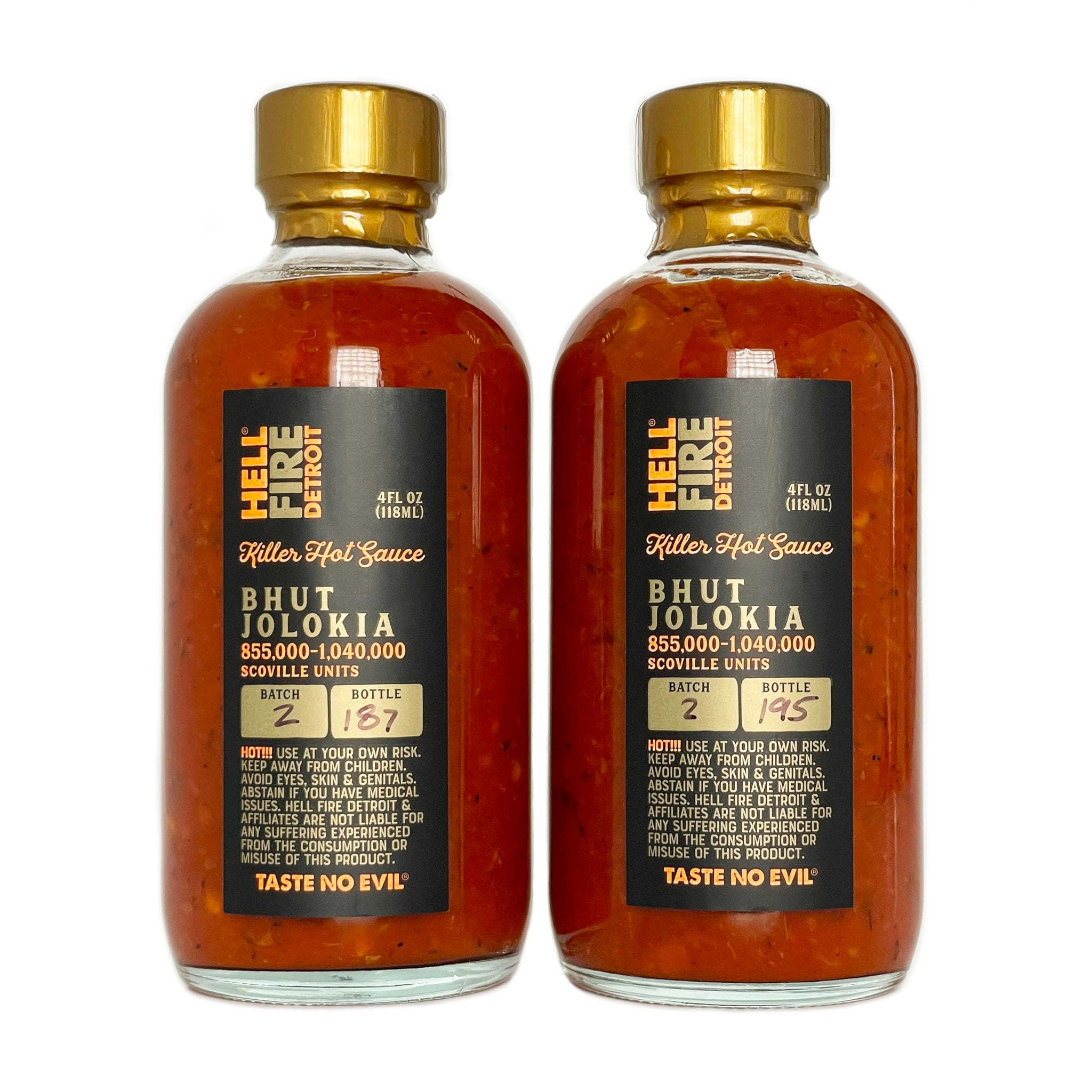 Hell Fire Detroit Bhut Jolokia (aka Ghost) Hot Sauce (Superhot), Limited Edition, Crafted with Fresh, Fire-Roasted Bhut Jolokia Chile Peppers