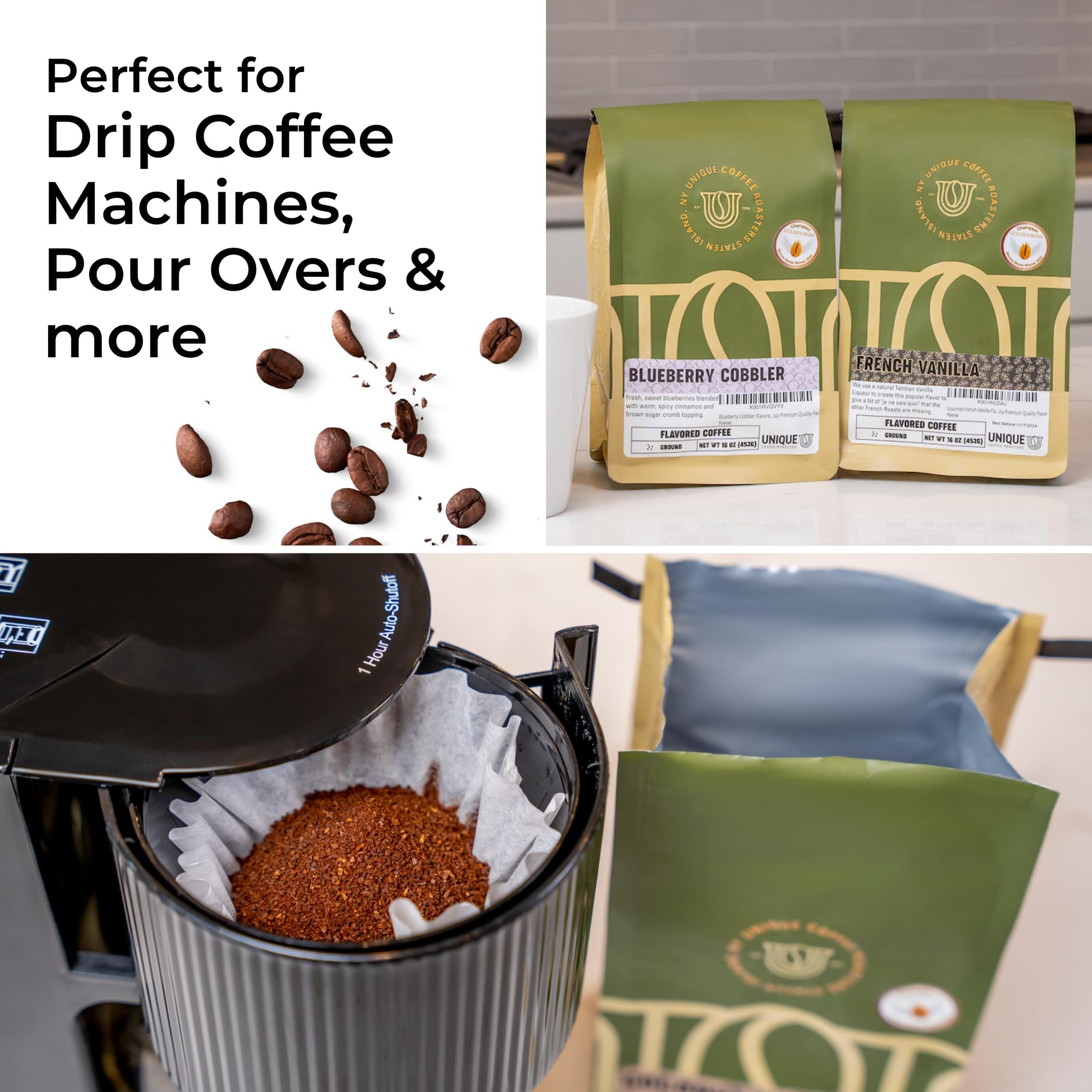 Blueberry Cobbler Flavored Ground Coffee, 1 LB (16 oz) bag, Medium Roast, 100% Arabica Premium Quality Flavor