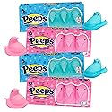 Pink and Blue Peeps Marshmallow Chicks, Classic Easter Basket Stuffers, Gender Reveal Themed Candy or Dessert Toppers, 5 in Each (Pack of 4)