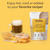 Waka Premium Instant Coffee Pouch - 100% Arabica Freeze Dried Beans - For Hot or Iced Coffee (3.5 Ounces, House Roast)