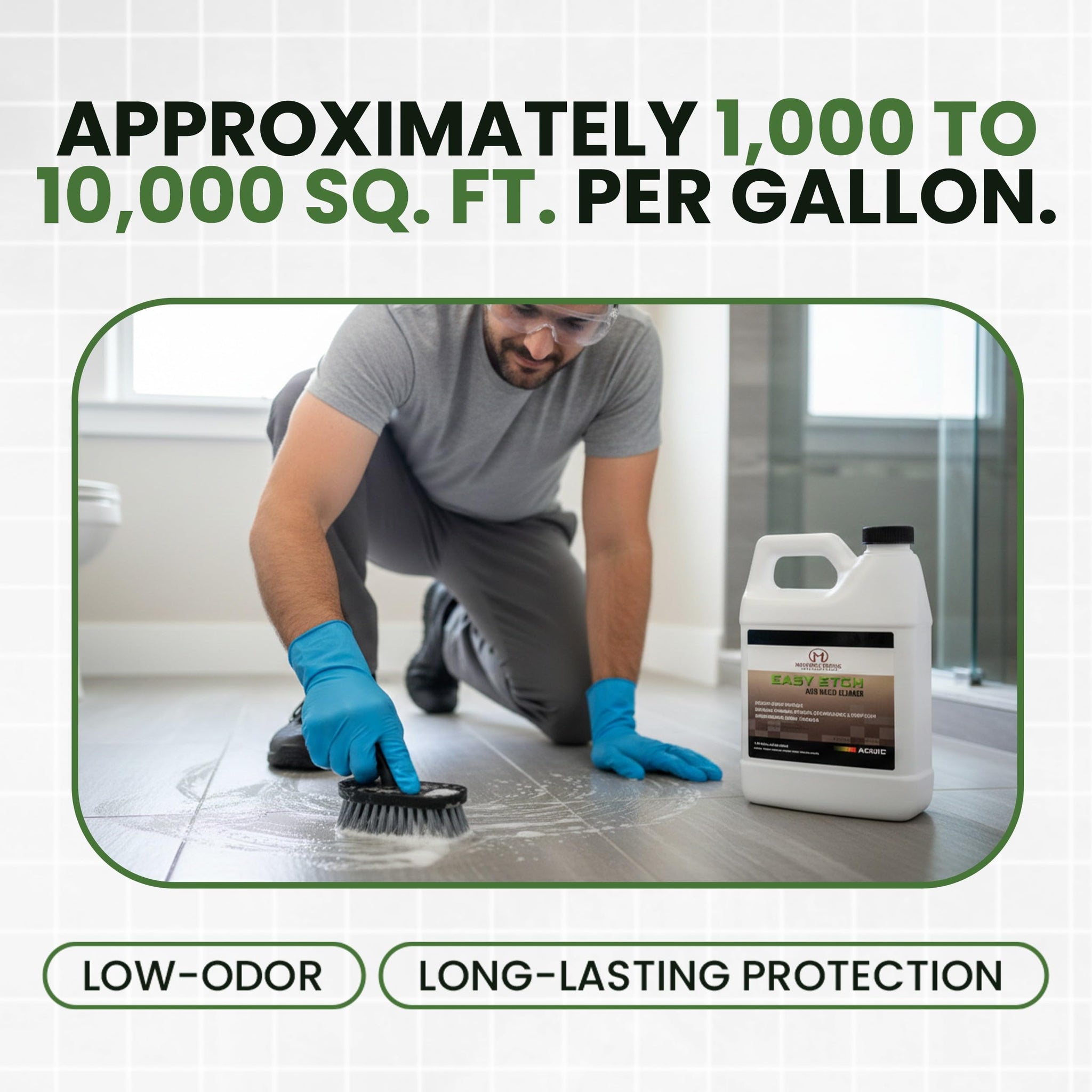 Modern Stone Technologies Easy Etch - Acid-Based Tile & Grout Cleaner Concentrate (Grout Haze/Mortar Smear Remover, Mineral Deposit & Rust Stain
