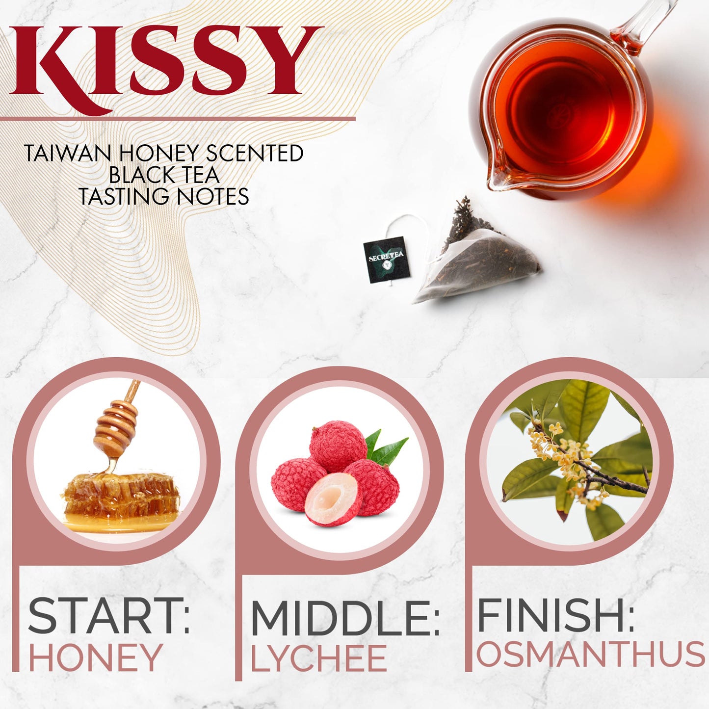 Organic TAIWAN Honey Scented Black tea bag | Sugar Free | Good for Cold brew Tea | Natural Antioxidants 45 Sachet Tea Bags | By T SECRETEA, Kissy