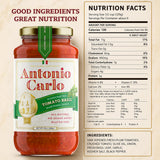 NEW! Antonio Carlo Authentic Italian (3 Generations) Handmade Gourmet Marinara Sauce - FRESH, No Preservatives, Vegan Marinara Spaghetti & Pasta Sauce
