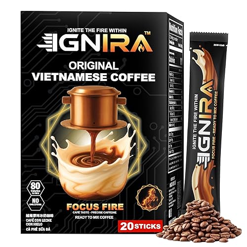 IGNIRA Original Instant Coffee - Hot or Iced Milk Coffees, Premium Robusta Instant Coffee Packets, Not Too Sweet, No Cholesterol, No Soybeans