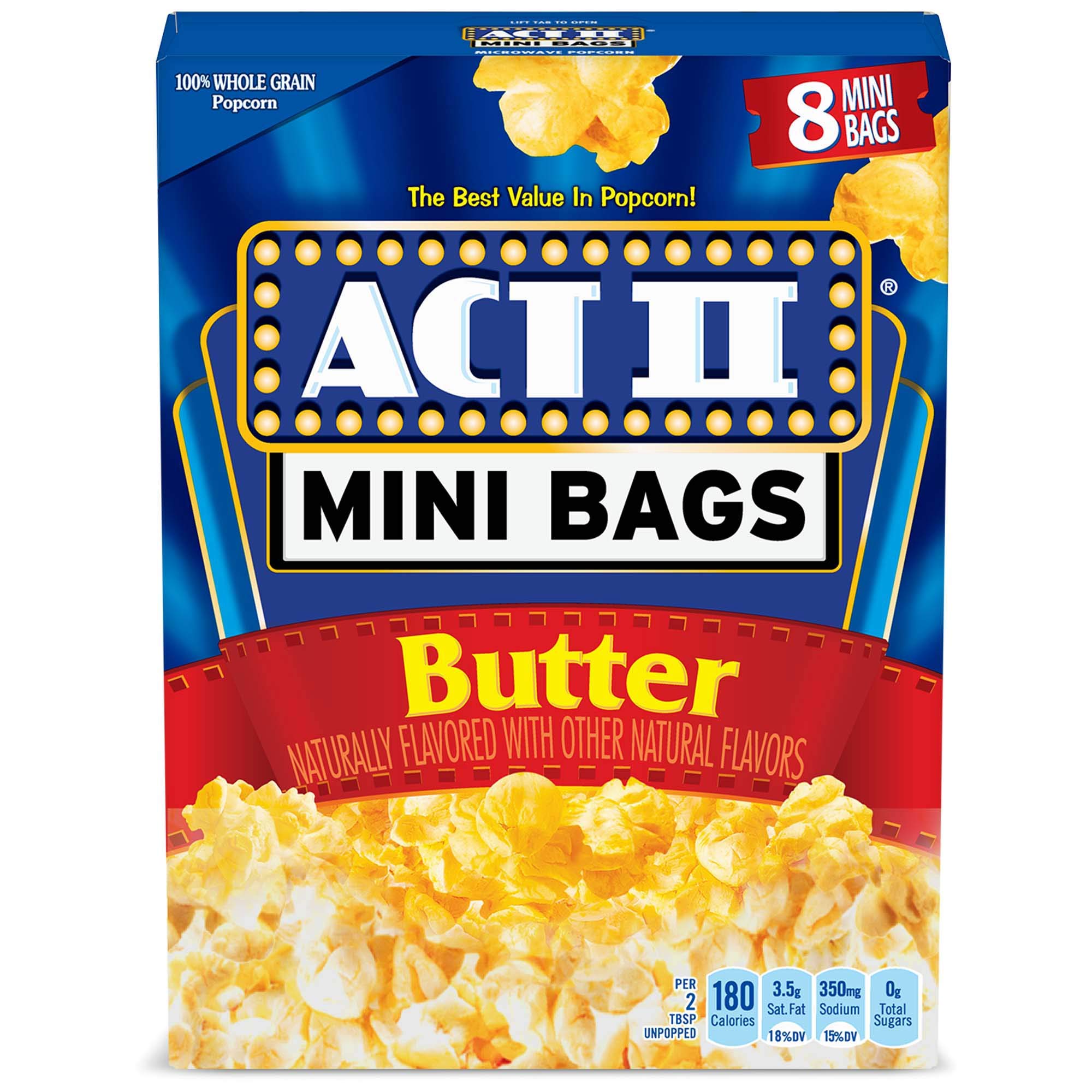 Act II Popcorn Butter, 8-Count 1.6 oz., Mini-Bags (Pack of 6)