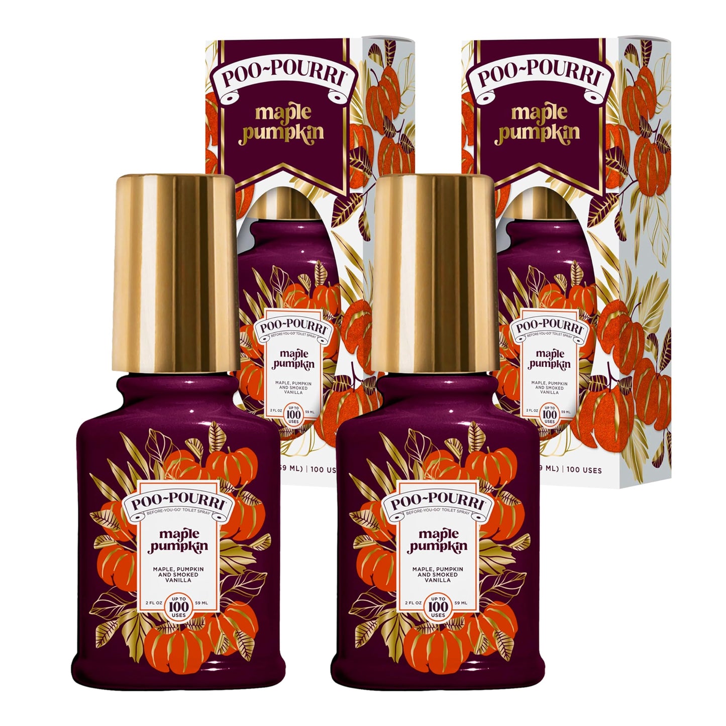 Poo-Pourri Before-You-Go Toilet Spray, Maple Pumpkin, 2 Fl Oz - Maple, Pumpkin and Smoked Vanilla 2 Pack