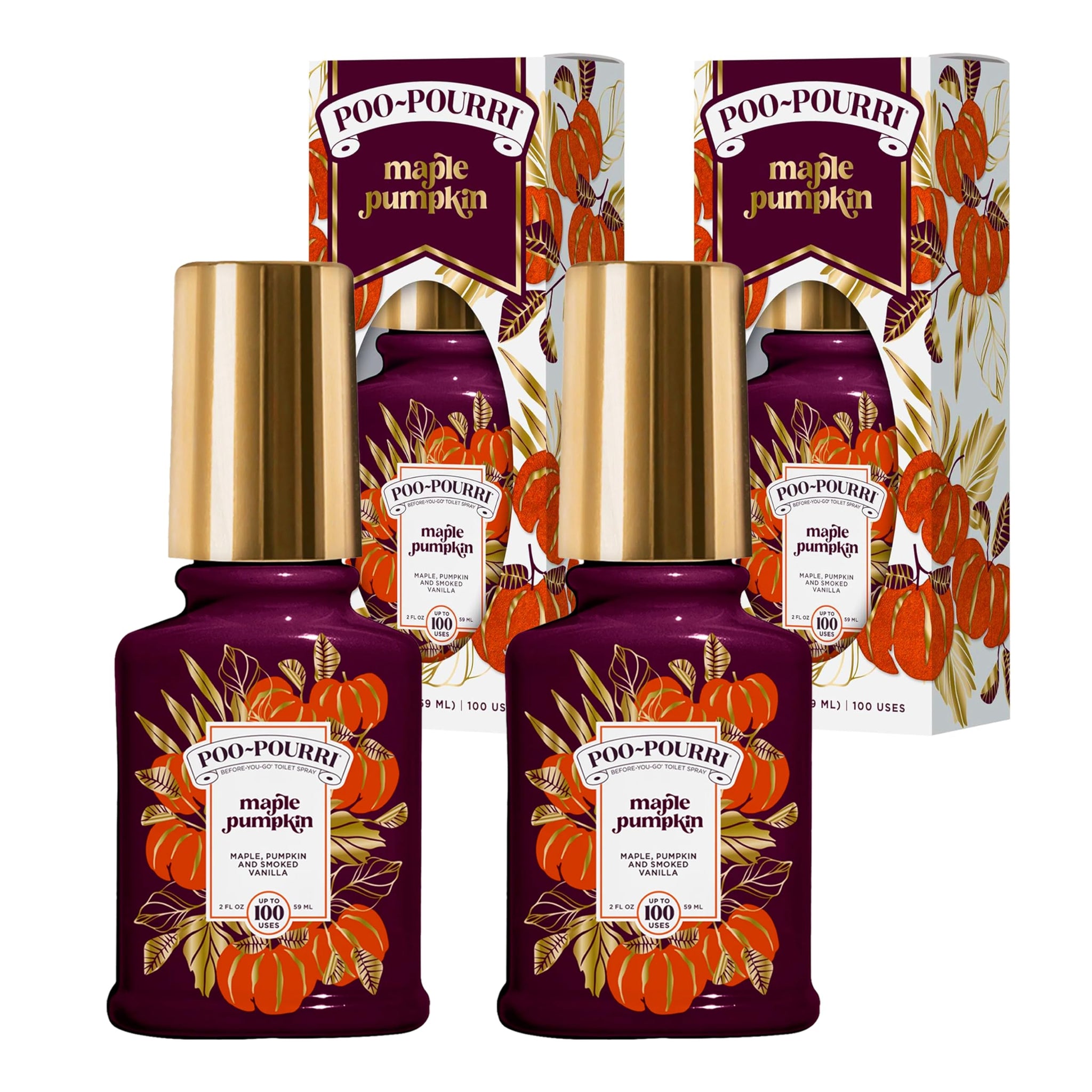 Poo-Pourri Before-You-Go Toilet Spray, Maple Pumpkin, 2 Fl Oz - Maple, Pumpkin and Smoked Vanilla 2 Pack