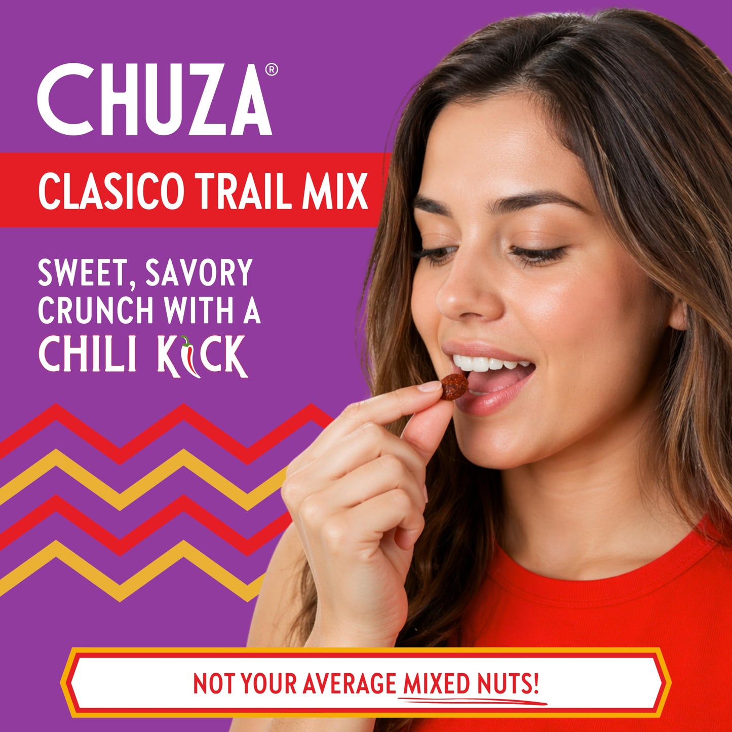 CHUZA Clasico Trail Mix - Semi Spicy Sweet Snack with 100% Mexican Spices - Dried Cranberries, Almonds, Peanuts & Cashews - High Protein - 4 oz (2pk)