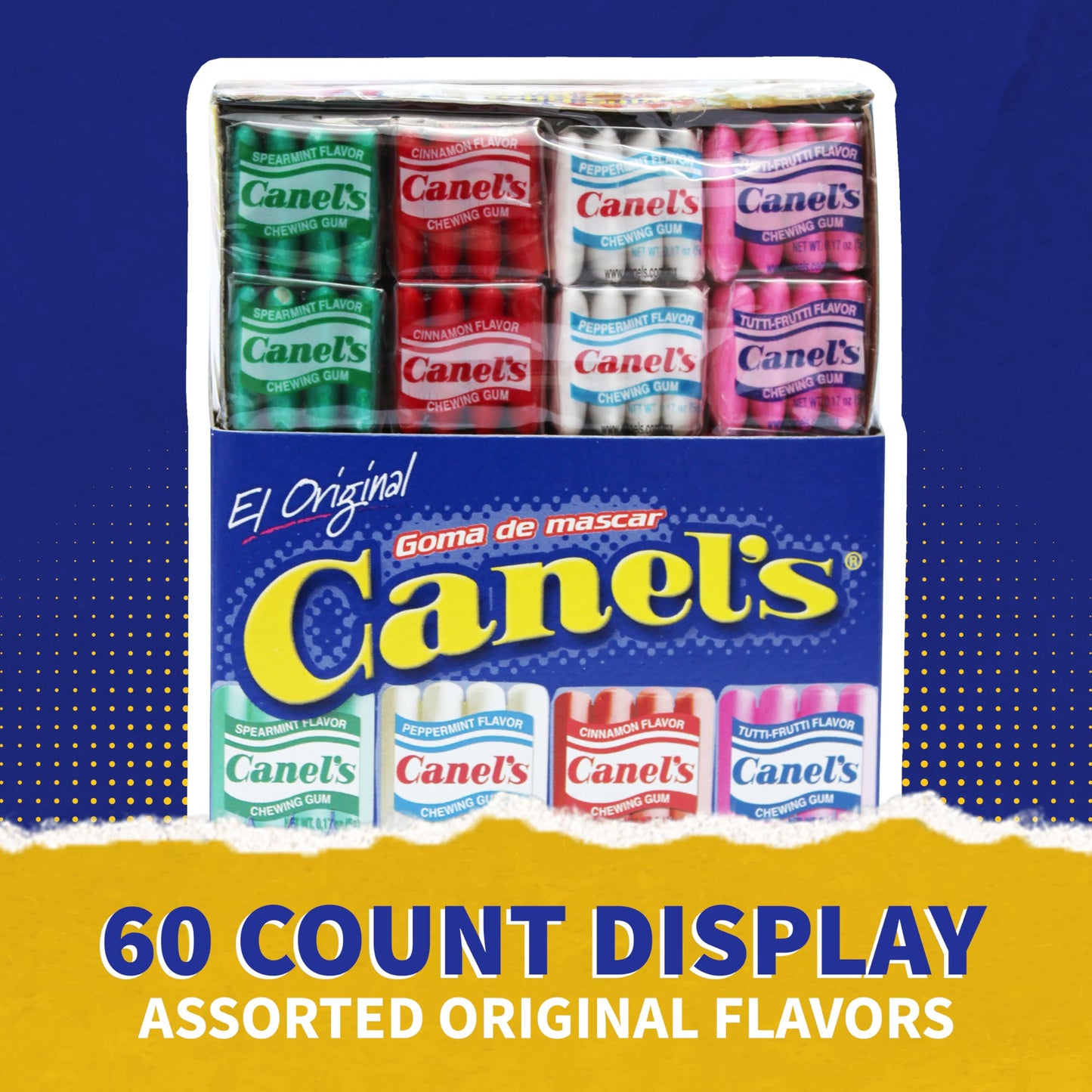 Canel’s Assorted Chewing Gum, 4 Piece Packs in Original Flavors, for Parties and Candy Bars, 60 Count (Pack of 1)
