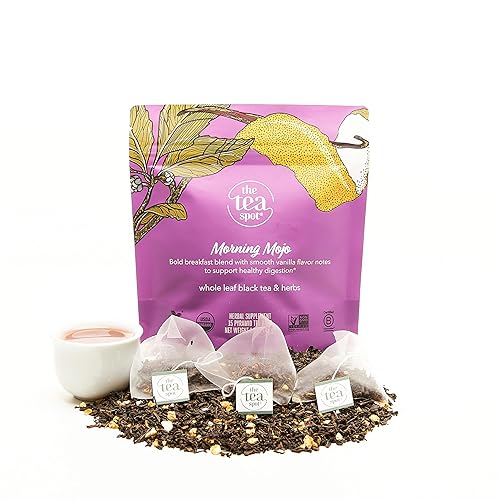 The Tea Spot Organic Morning Mojo Black Tea with Vanilla and Citrus for Energy | Breakfast Blend of Pu'erh Tea, Black Tea, Orange Peel and Vanilla