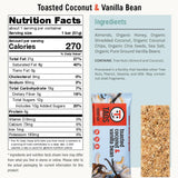 Taos Bakes - Toasted Coconut + Vanilla Bean - Snack Bars - 6g Fiber & Gluten-Free Granola Bars - Healthy Snack for Adults - Filled with Almonds