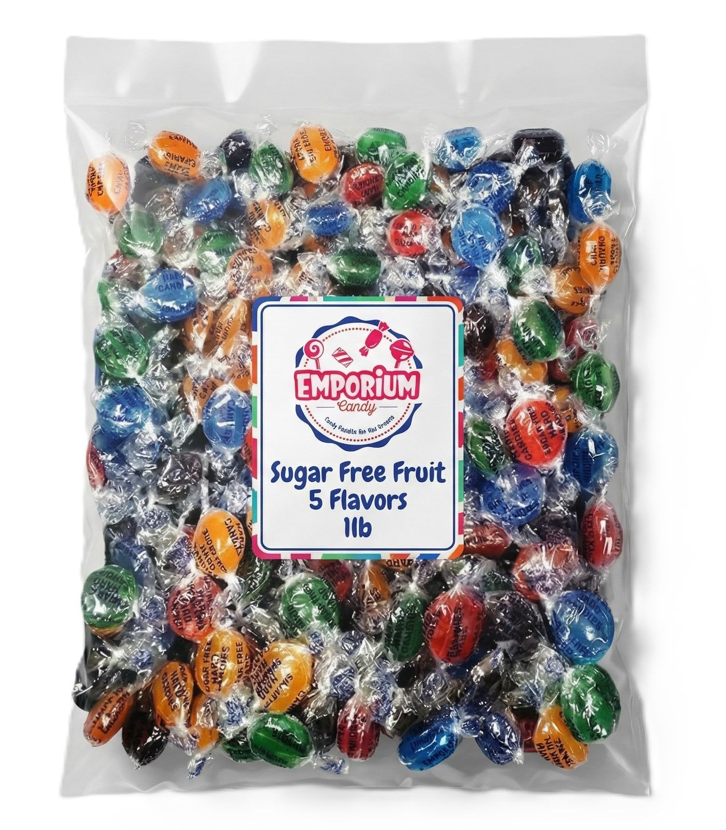 Sugar Free Assorted Fruit Hard Candy Buttons - 1 lb of Fresh Delicious Cherry Orange Lime Blackberry Raspberry Individually Wrapped Candy