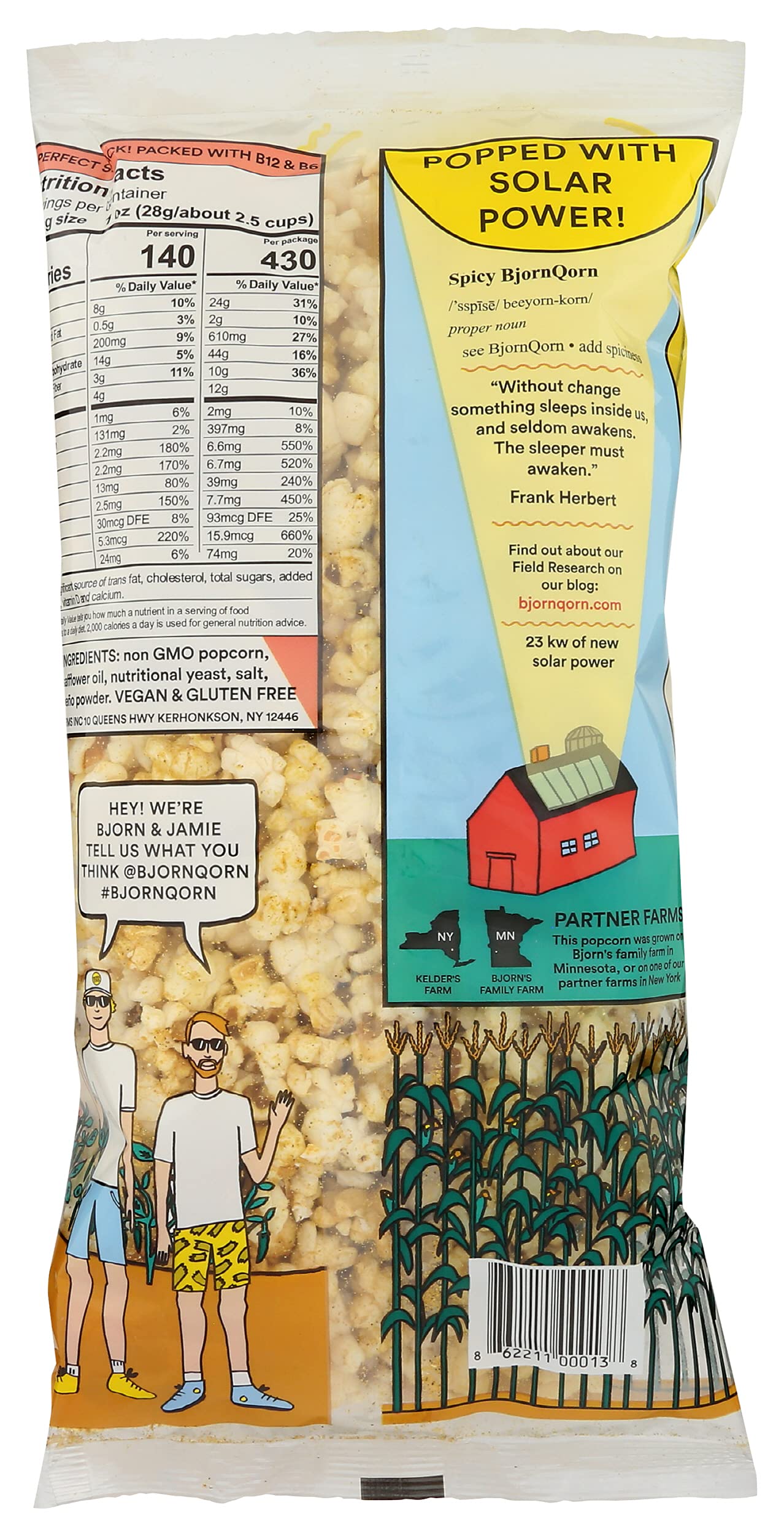 Bjornqorn, Popcorn Sun Popped Spicy, 3 Ounce