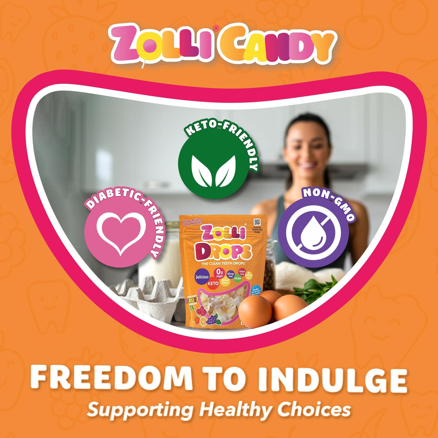 Zolli Drops Sugar Free Candy with Xylitol, Dye-Free Lollipops - Keto & Diabetic-Friendly, Dentist-Approved Treats for Kids (Natural Fruit Flavors, 3