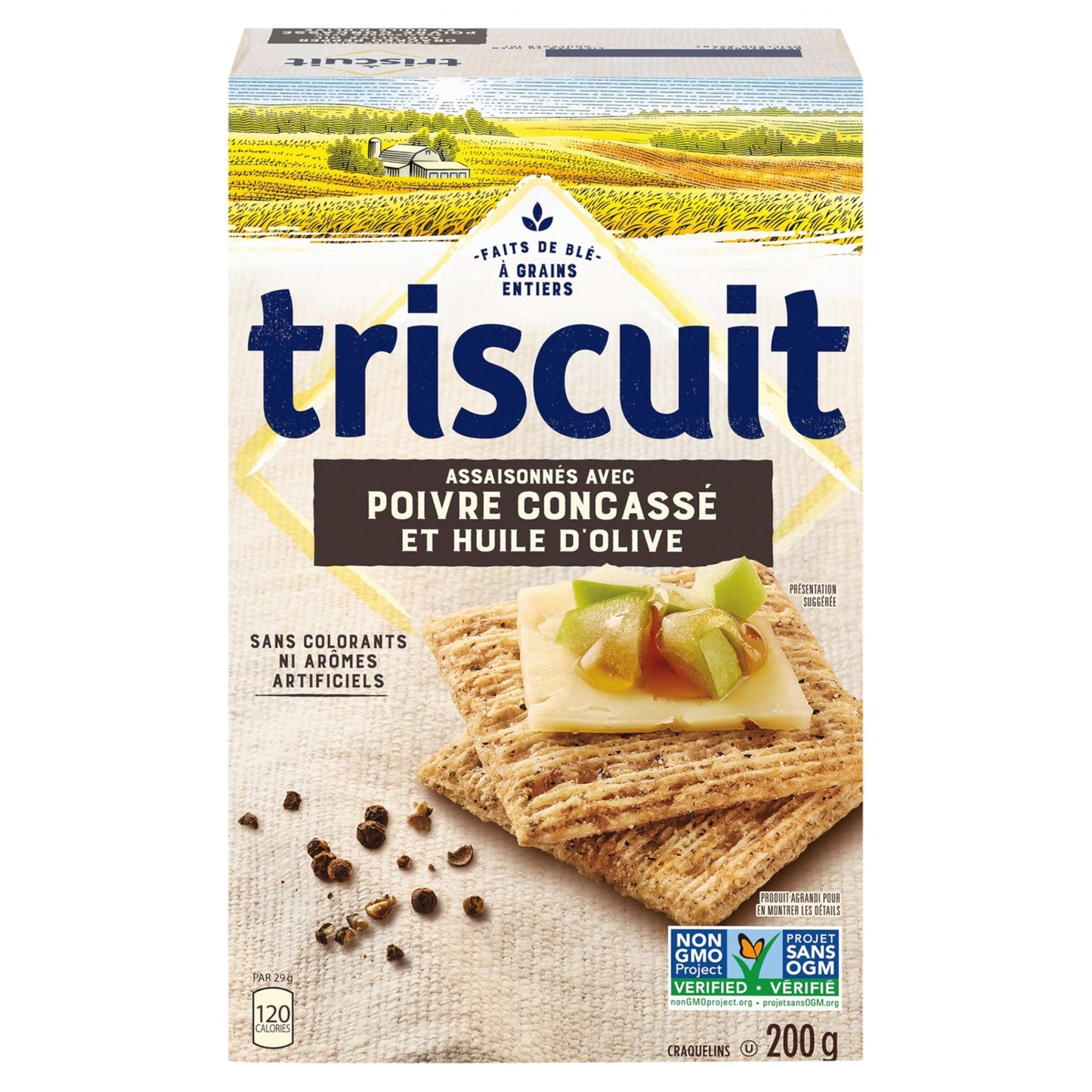 Triscuit Cracked Pepper & Olive Oil, 200g/7.1 oz., Wheat Crackers (Imported from Canada)