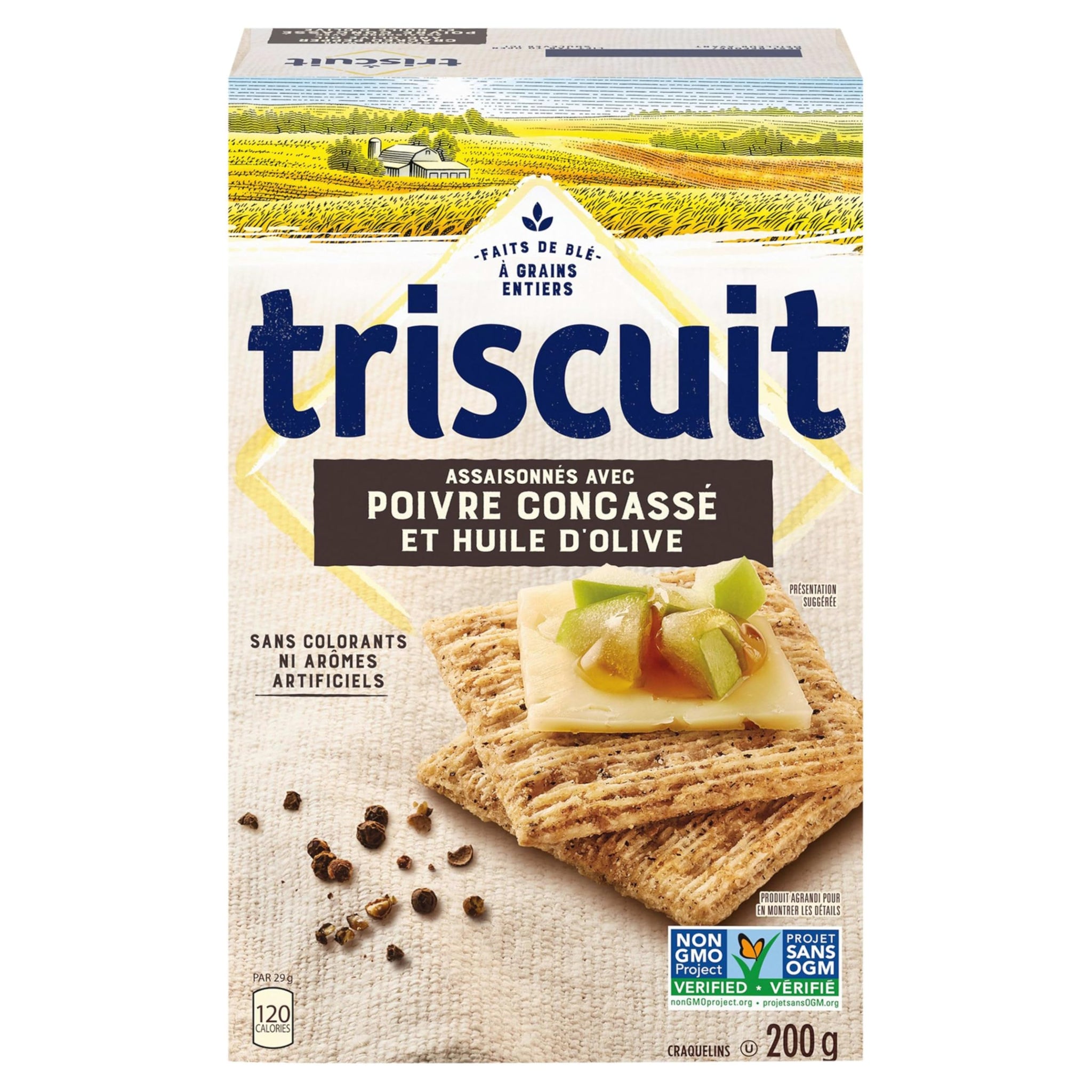 Triscuit Cracked Pepper & Olive Oil, 200g/7.1 oz., Wheat Crackers (Imported from Canada)
