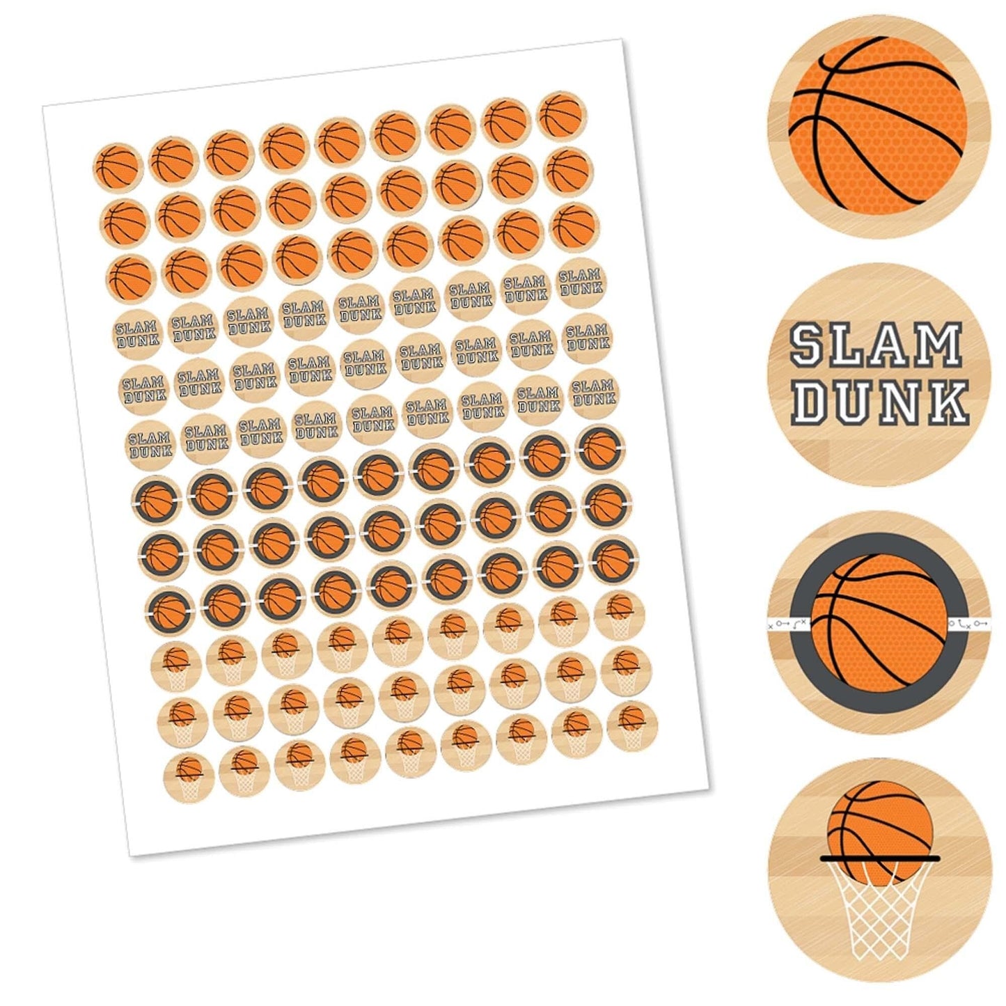 Big Dot of Happiness Nothin' but Net - Basketball - Party Round Candy Sticker Favors - Labels Fit Chocolate Candy (1 Sheet of 108)