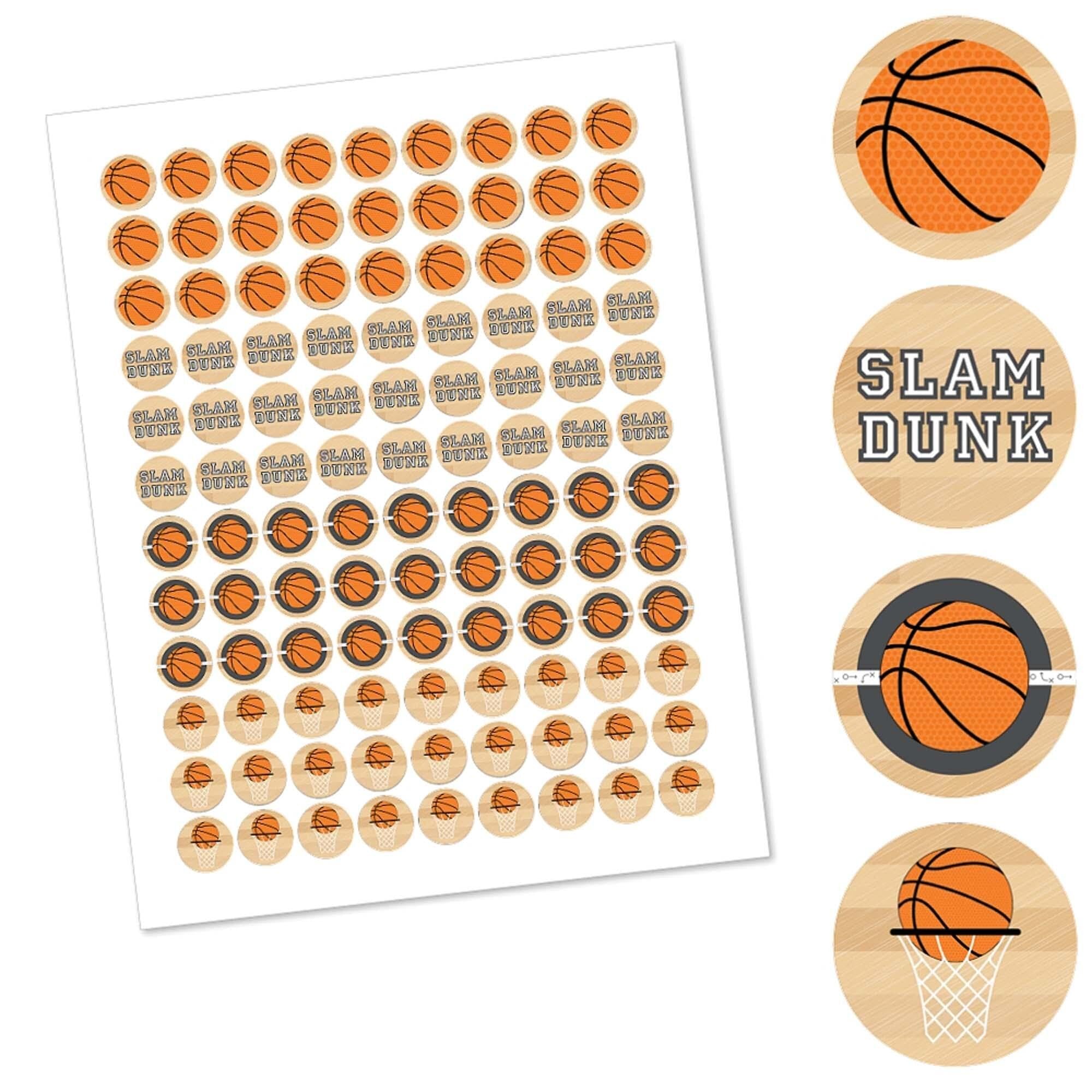 Big Dot of Happiness Nothin' but Net - Basketball - Party Round Candy Sticker Favors - Labels Fit Chocolate Candy (1 Sheet of 108)