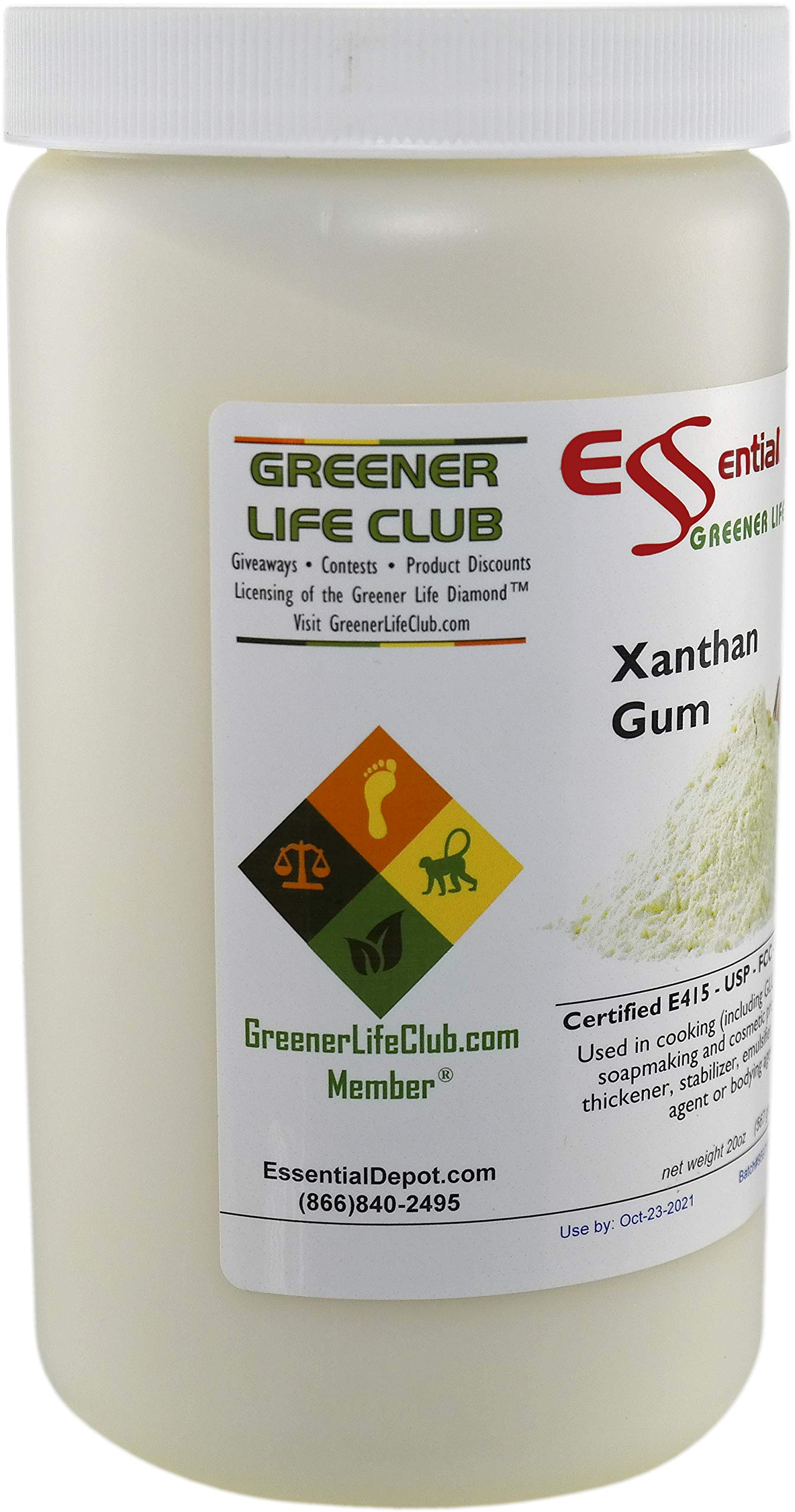 Essential Depot Xanthan Gum 20 oz. Powder USP FCC Food Grade - Gluten Free Cooking - Safety Sealed HDPE Container with Resealable Cap