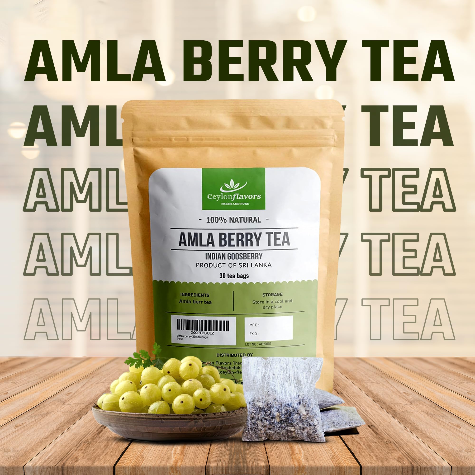 CEYLONFLAVORS FRESH AND PURE Amla (gooseberry) 30 Tea Bags From CeylonFlavor Fesh and Pure Sri Lanka