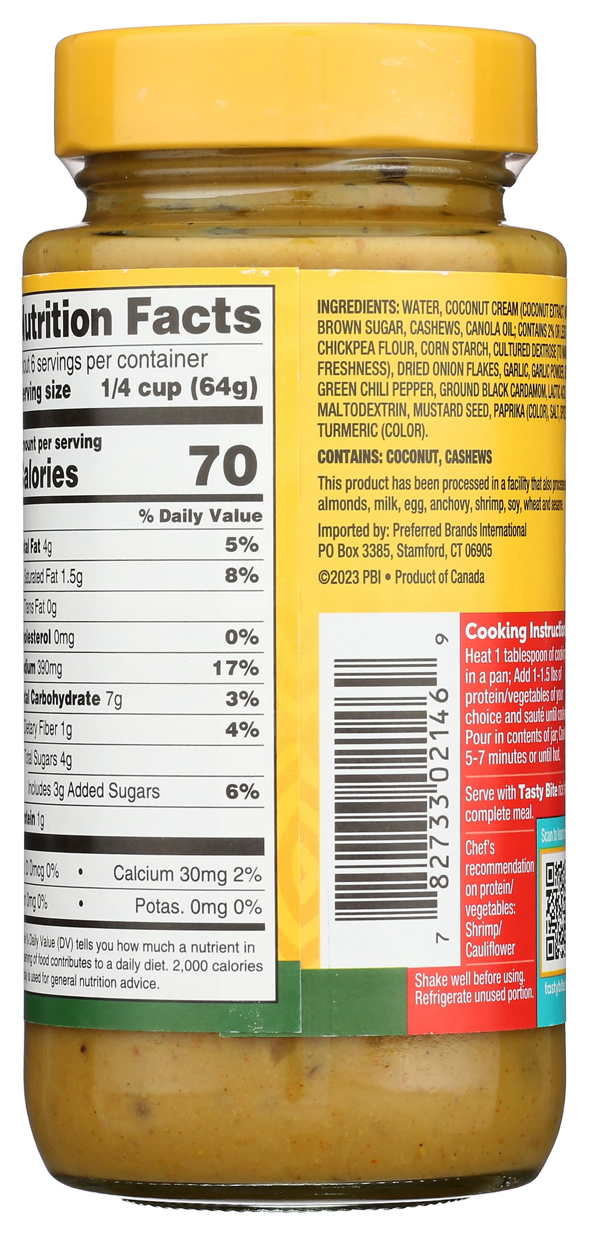 TASTYBITE Coconut Korma Simmer Sauce, 13 OZ