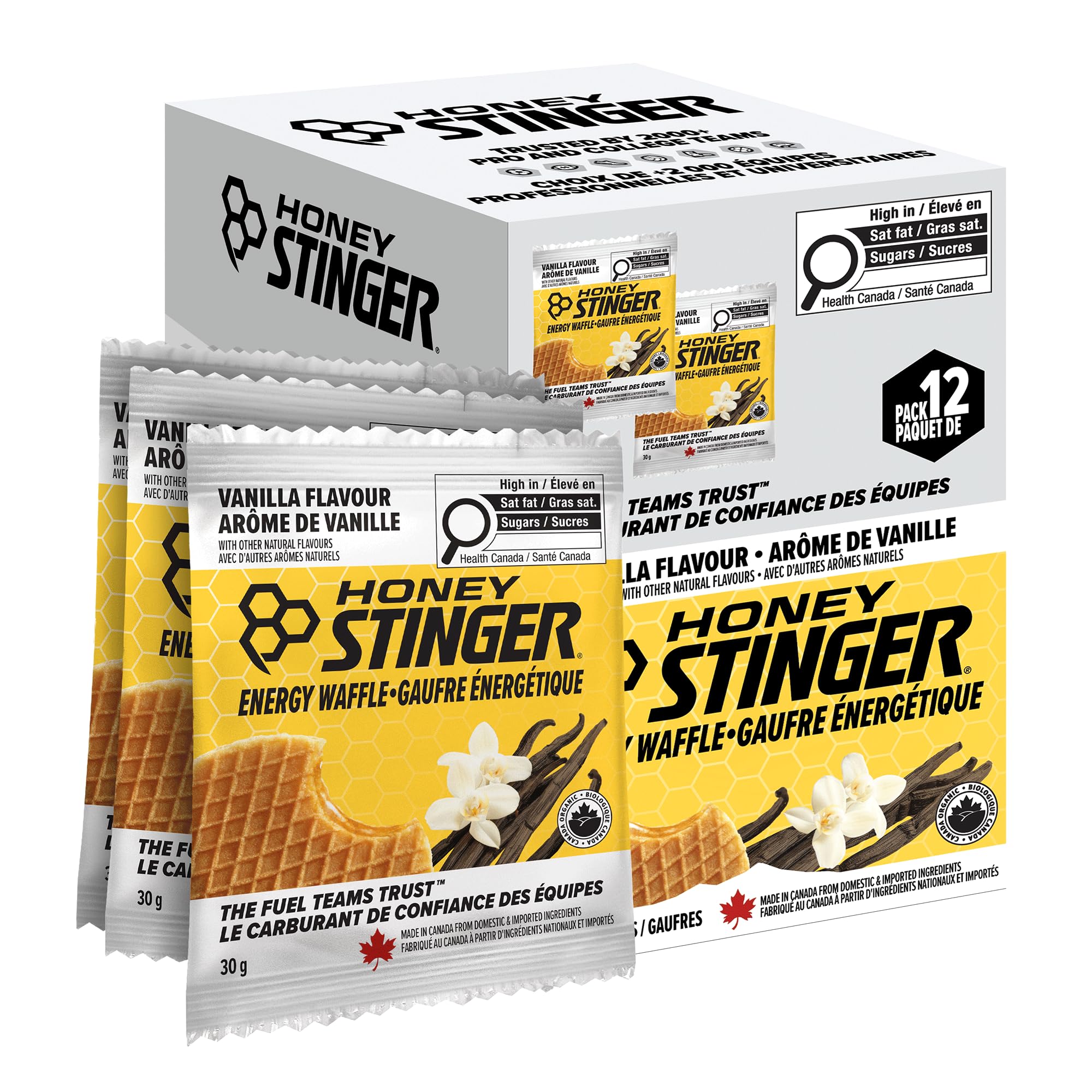 HONEY STINGER Organic Vanilla Waffles 12 Count, 1.06 OZ