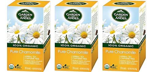 Garden of the Andes Herbal Organic Decaf Chamomile Hot Tea Bags, 0.9 oz, 20 Tea Bag Count (Pack of 3 Boxes)