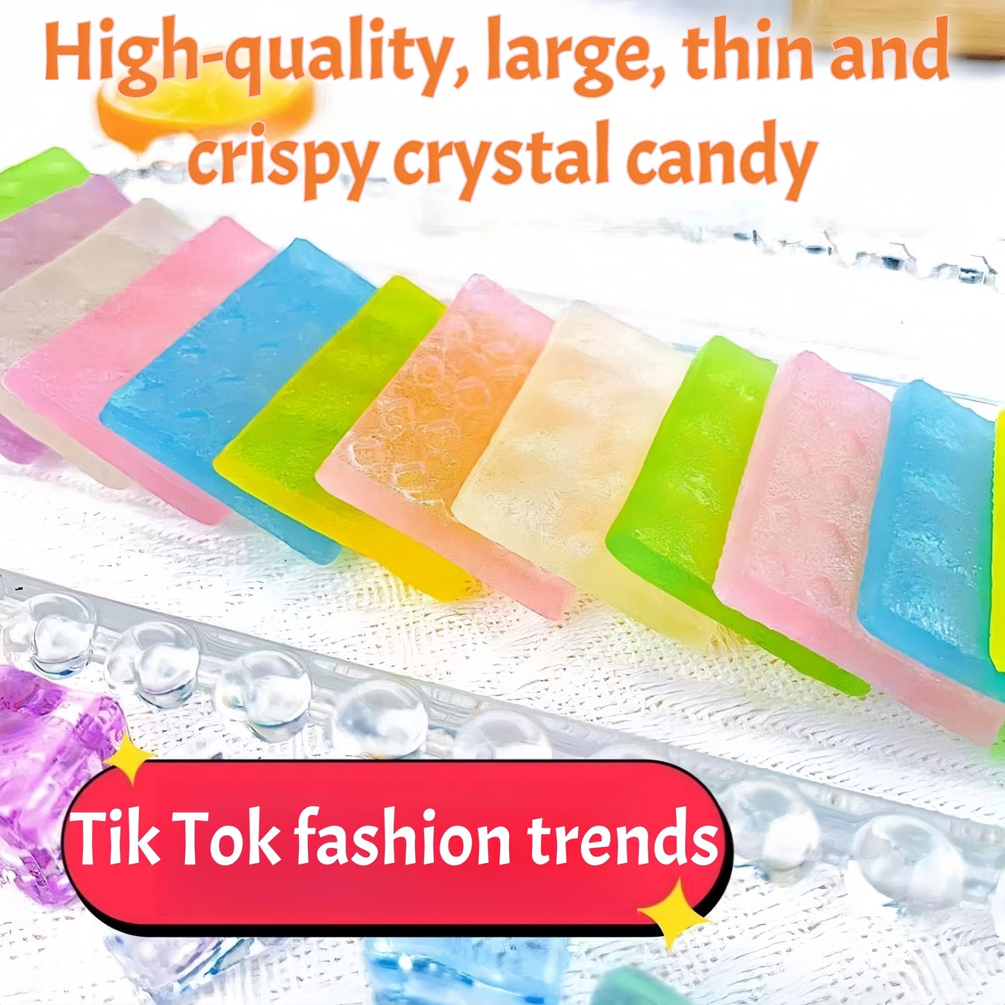 Japanese Gemstone Candy Candies - Thin & Crispy Crystal Clusters with Chewy Centers, Individually Wrapped, Assorted Fruit Flavors, ASMR Snack, Perfect