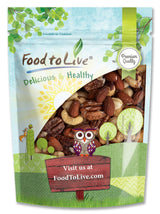 Food to Live Deluxe Unsalted Nuts Mix, 8 Ounces - A Blend of Dry Roasted Pecans, Cashews, Hazelnuts, Almonds, Brazil Nuts. Oven Roasted, Vegan