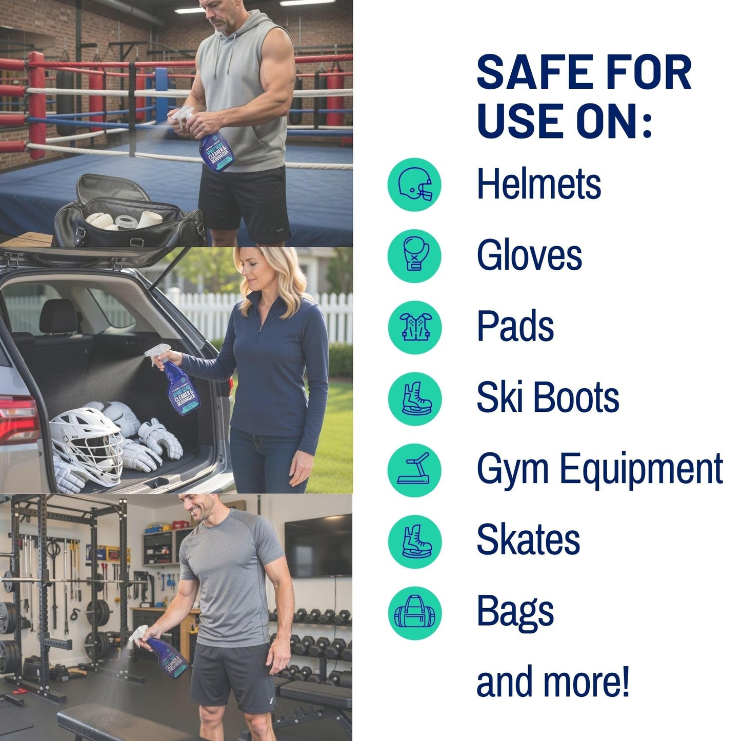 Vapor Fresh Sports Cleaner and Deodorizer - For Boxing Gloves, Sports Pads, Helmets, Gym Bags, Gym Equipment and More - Naturally Powered By Plants