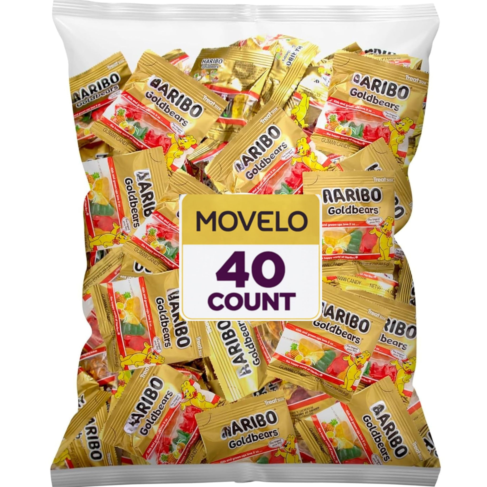 Goldbears Gummy Bears Candy - 40 Treat-Size Bags (0.4 oz Each), Assorted Fruit Flavors - Individually Wrapped - Perfect for Snacks, Party Favors