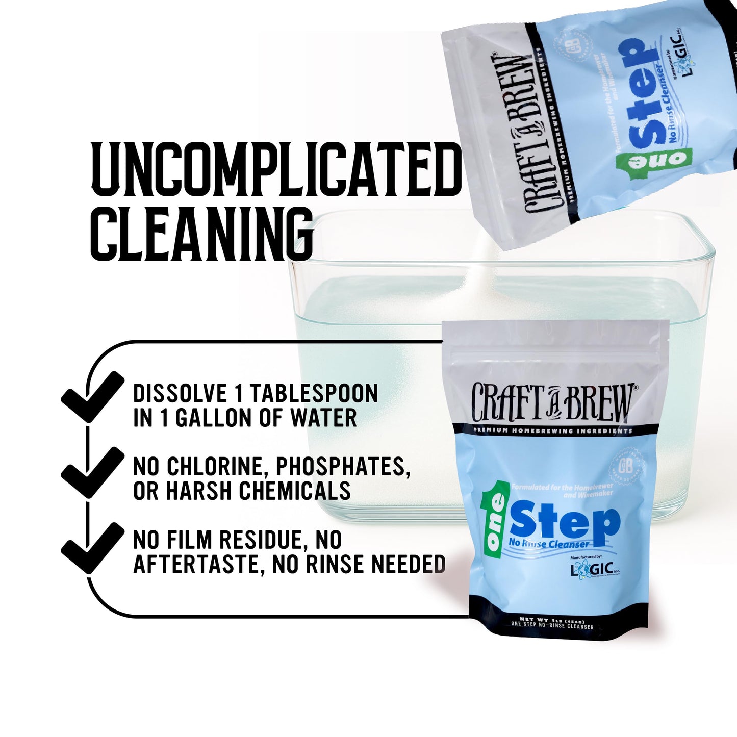 Craft A Brew - One Step No Rinse Cleanser - For Cleaning At Home Brewing Equipment - Non-Foaming Cleanser - Safe & Easy to Use - Home Brewing Supplies