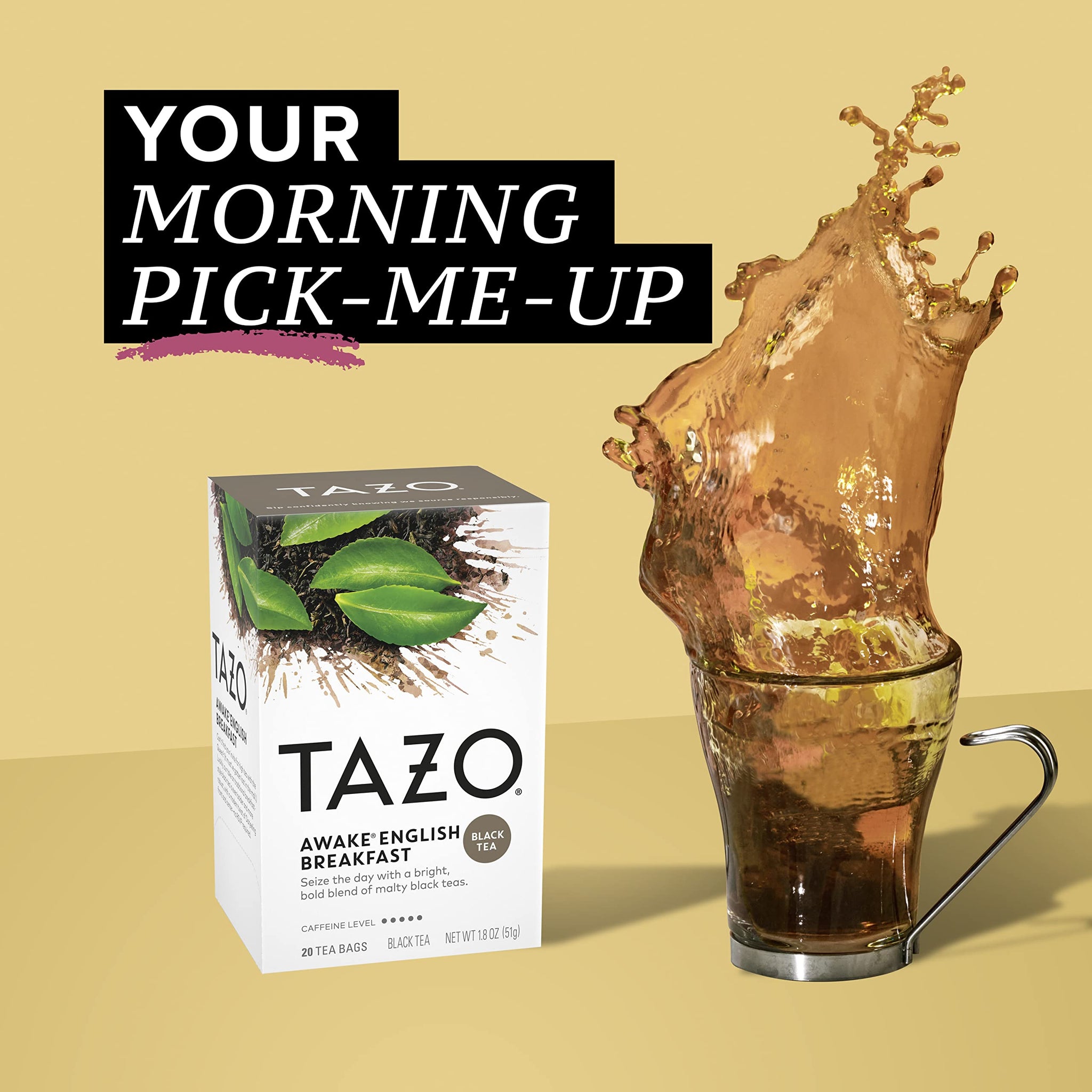 Tazo Awake English Breakfast Tea Bags For a Bold Traditional Breakfast-Style Tea Black Tea Highly Caffeinated Tea 20 Tea Bags