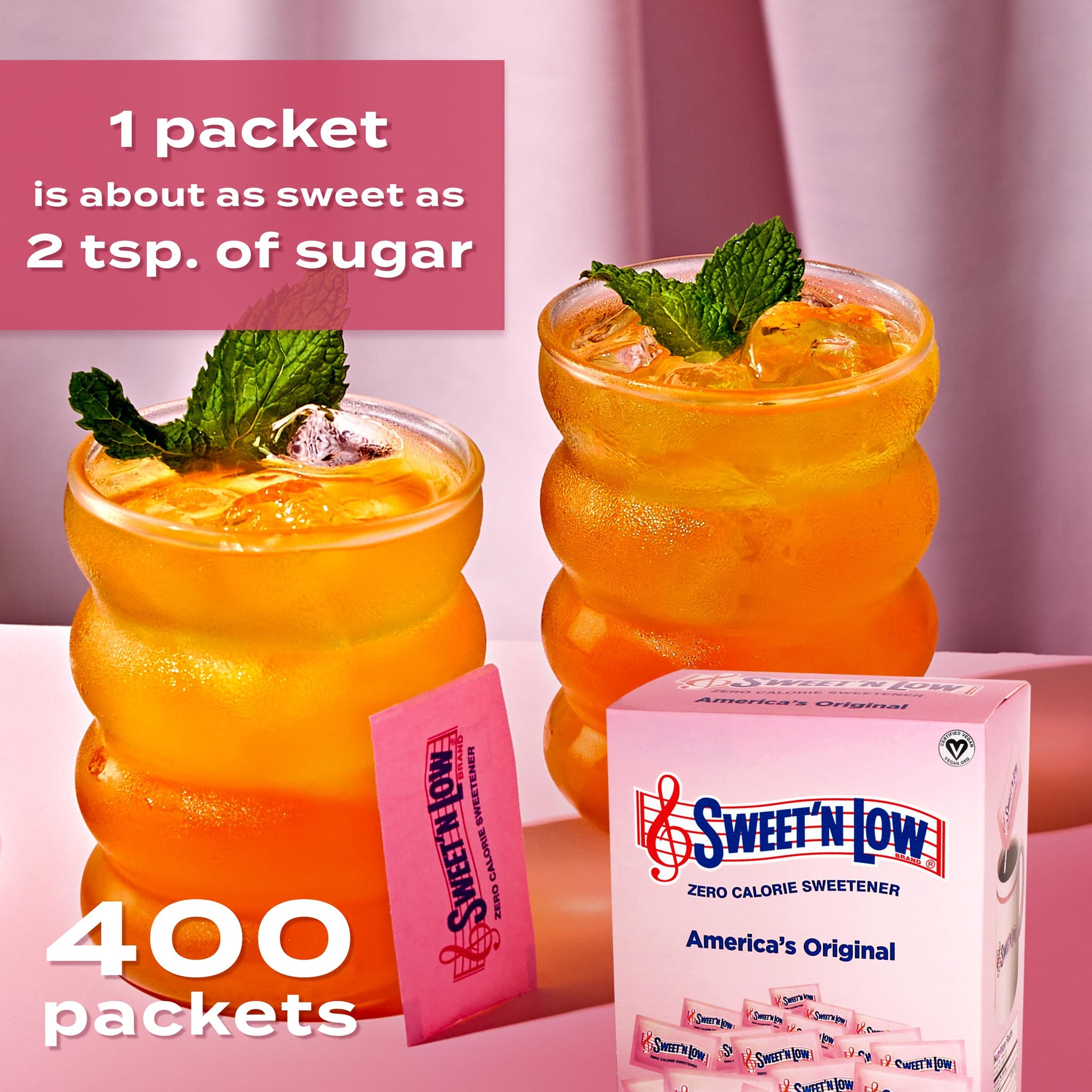 Sweet’N Low Bundle, 400 Sweetener Packets for Coffee & Tea + 8 Oz Bulk Box for Cooking & Baking, Strawberry