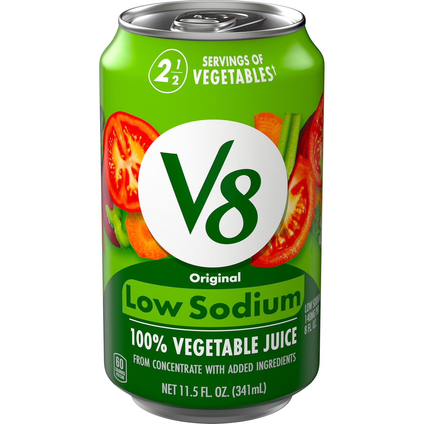 V8 Low Sodium Original 100% Vegetable Juice, 11.5 fl oz Can