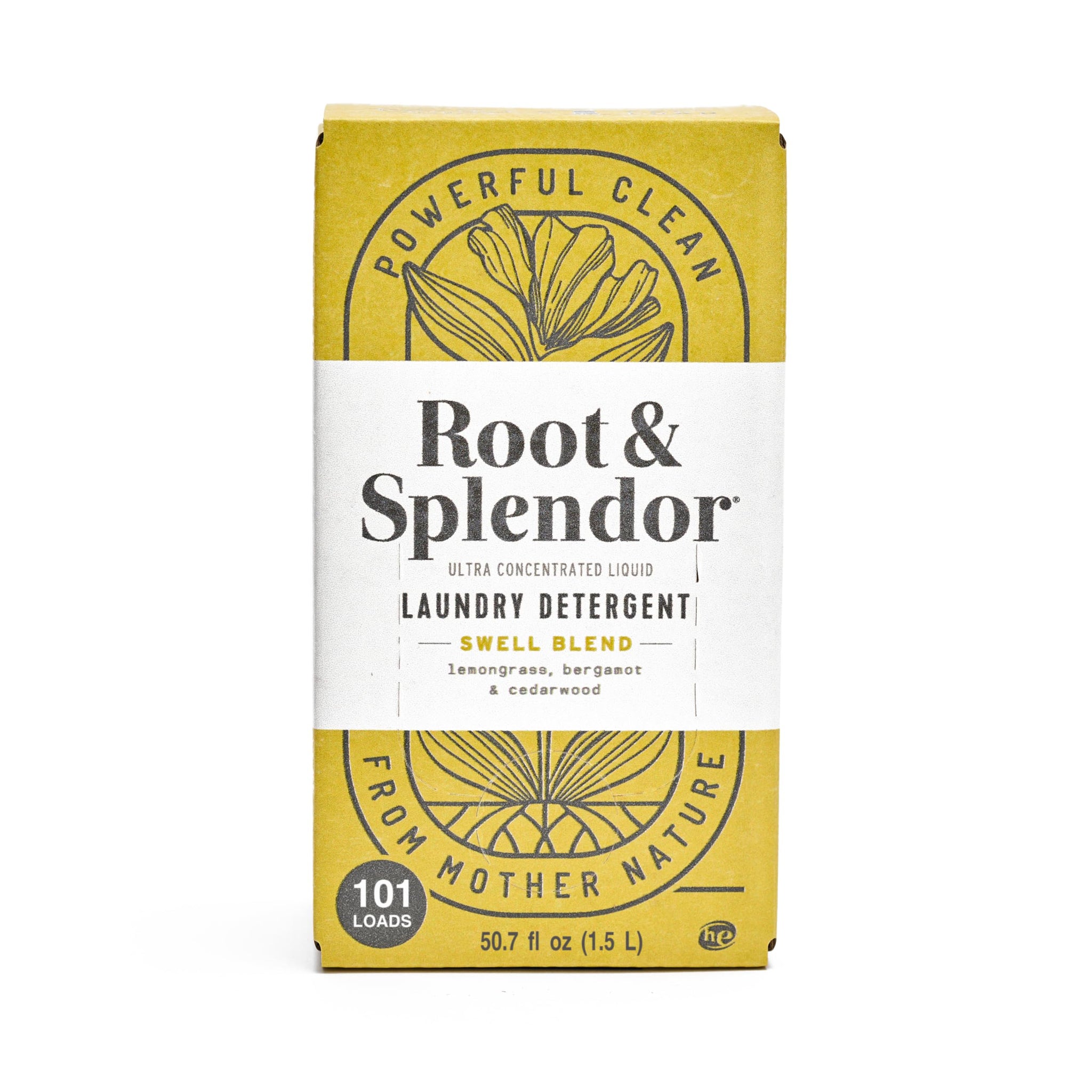 Root & Splendor Ultra Concentrated Non Toxic Laundry Detergent Liquid - Plant Based & Eco Friendly Enzymatic Laundry Soap, Swell Scent, 1.5 Liter, 101
