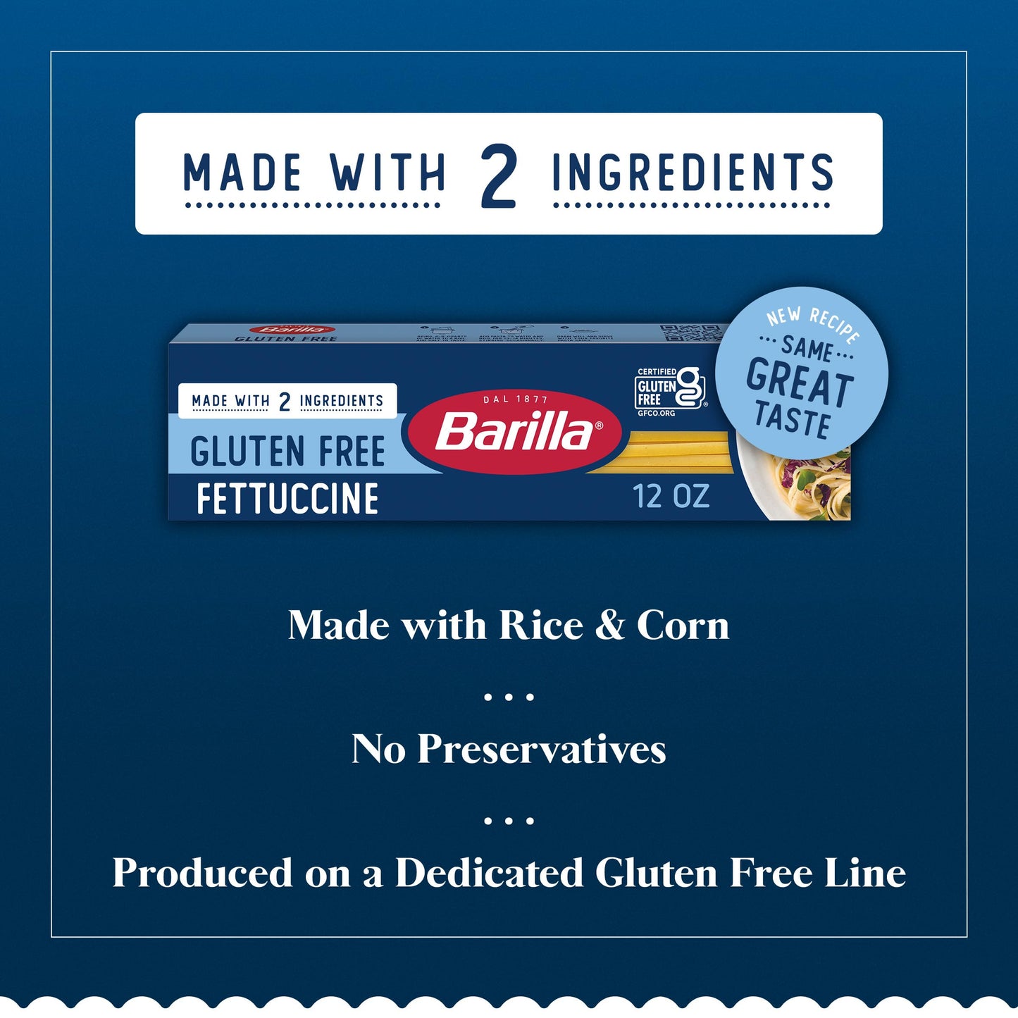 BARILLA Gluten Free Fettuccine Pasta, 12 Ounce - Non-GMO Gluten Free Pasta Made with 2 Ingredients
