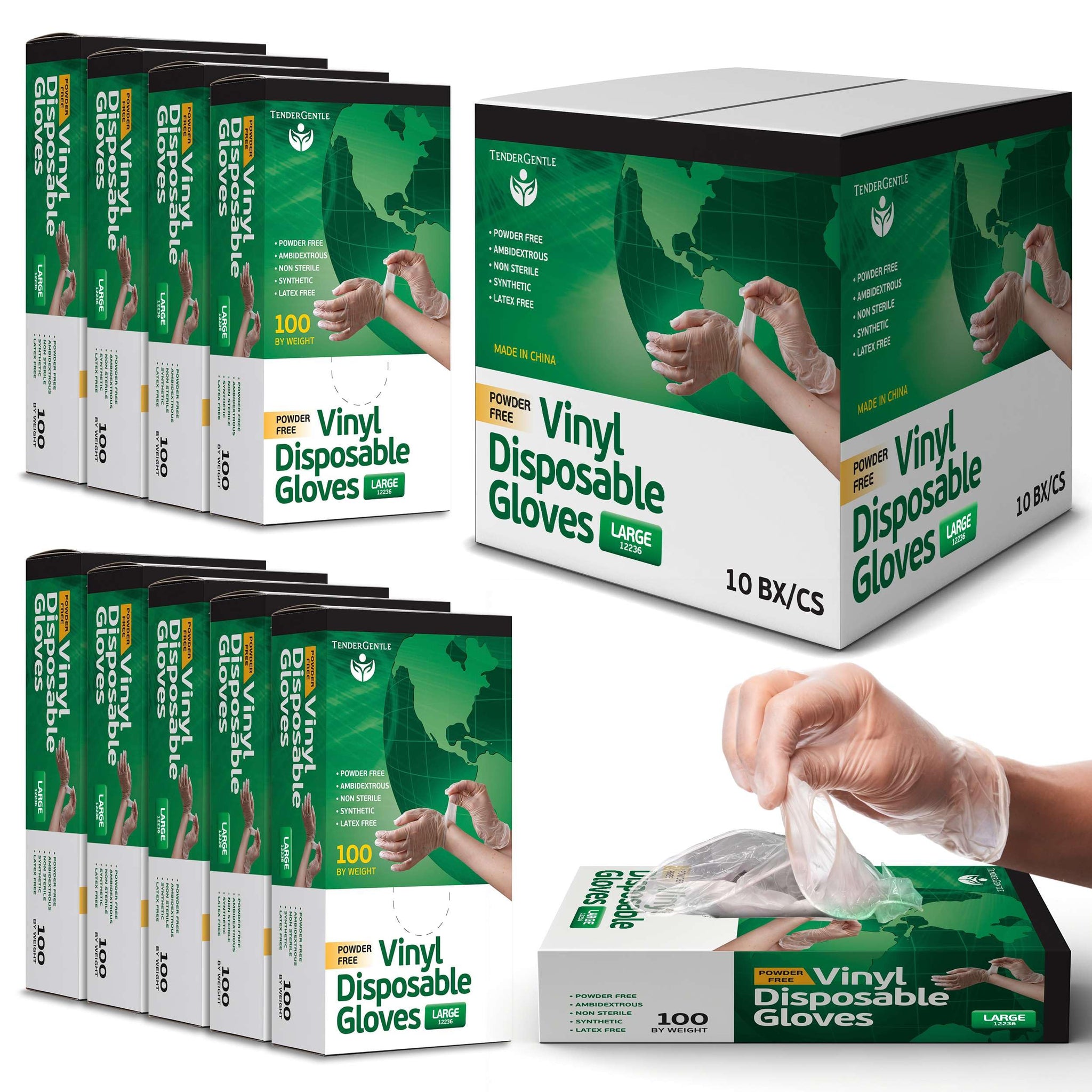 TenderGentle Vinyl Disposable Gloves for Cooking and Food Prep - Case of 1000 Clear Large Latex Free Disposable Gloves - Food Safe for BBQ, Cooking