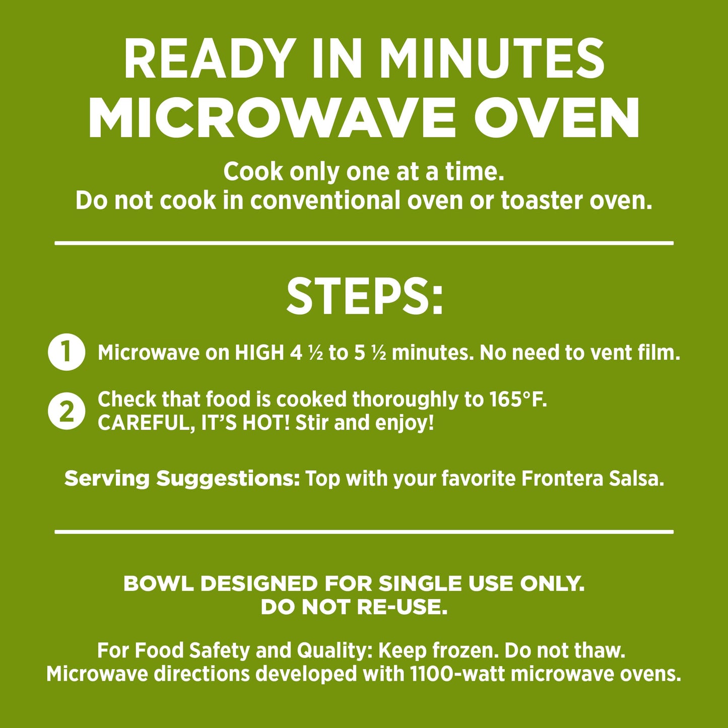 Frontera Chicken Verde Burrito Bowl, Frozen Meal, 10 oz.