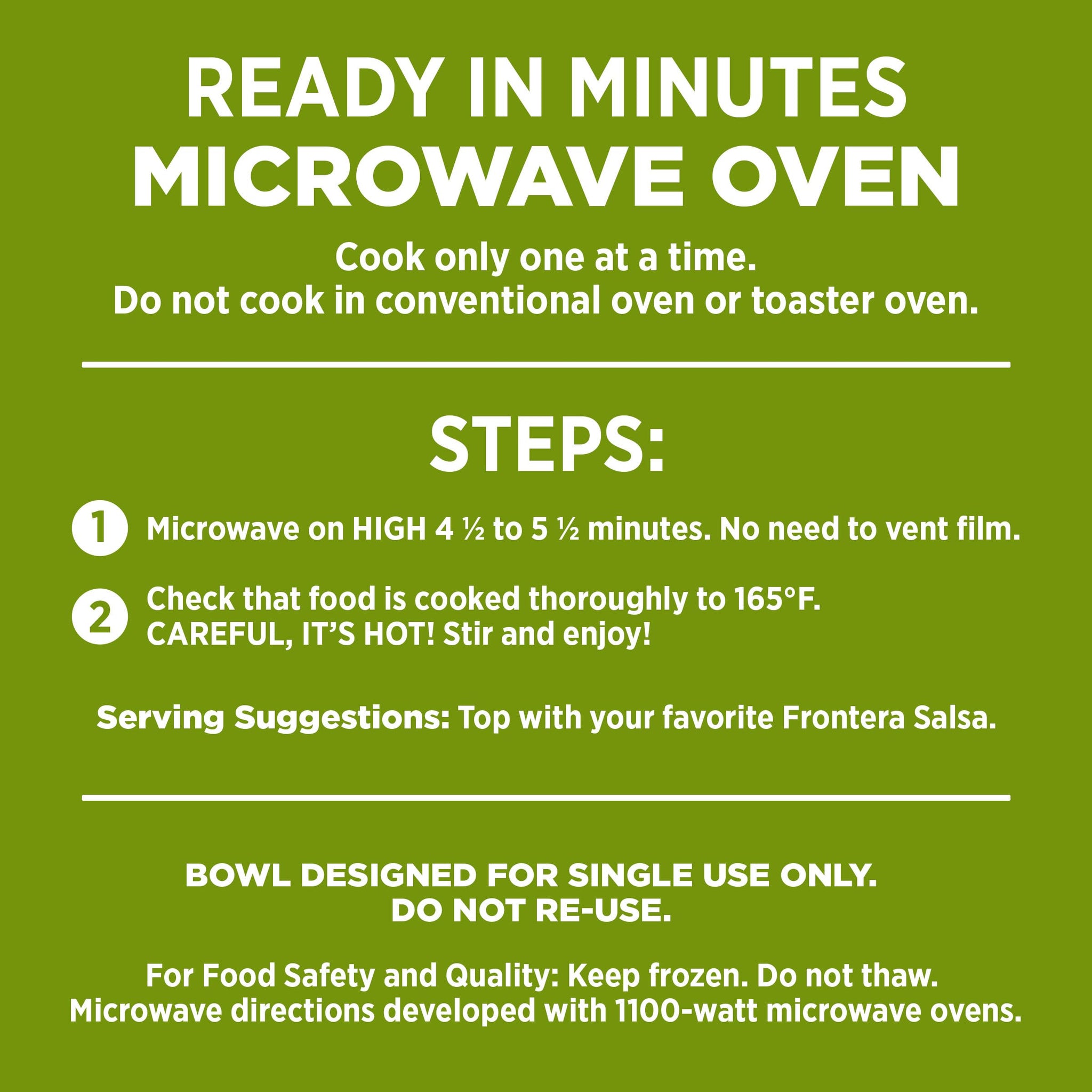 Frontera Chicken Verde Burrito Bowl, Frozen Meal, 10 oz.