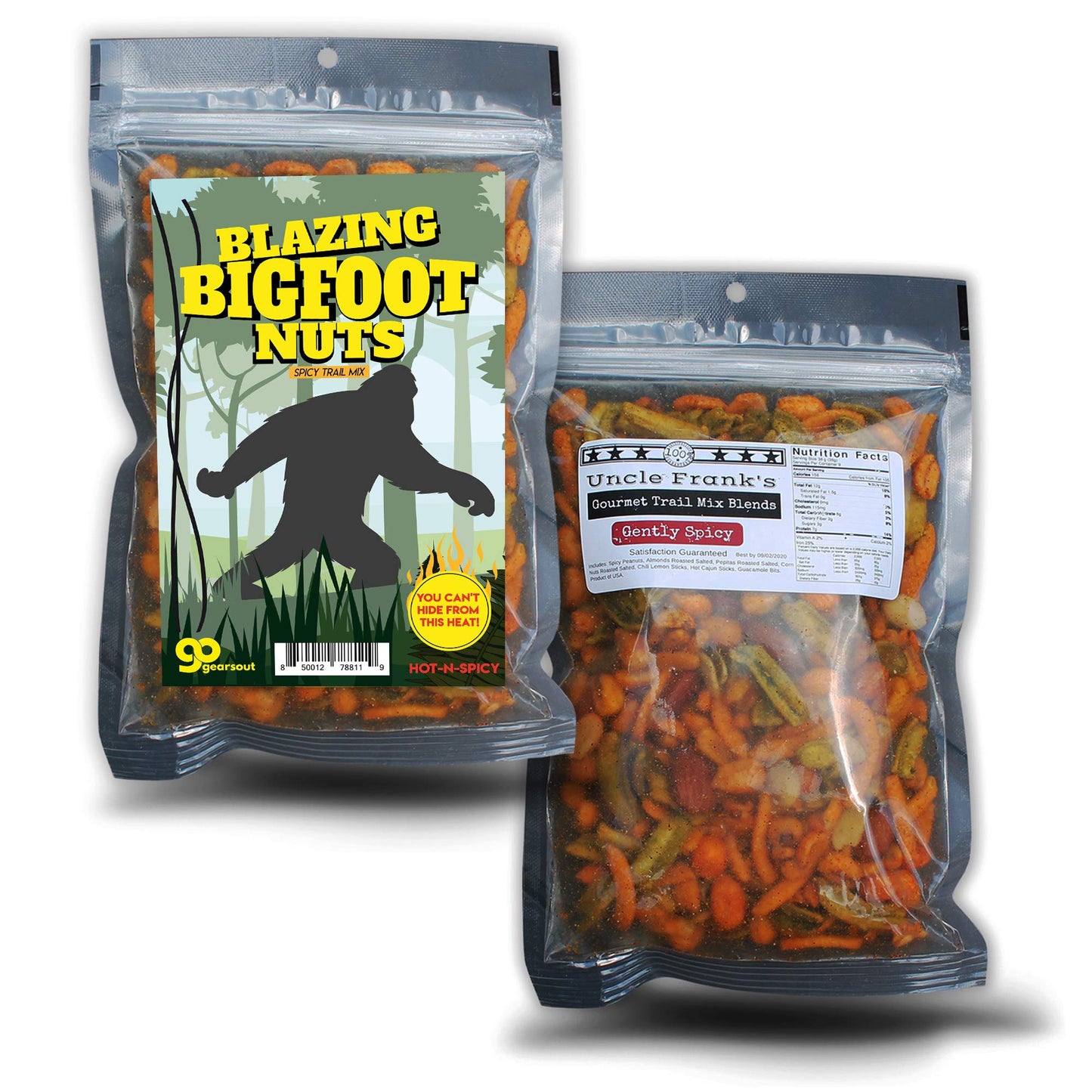Blazing Bigfoot Nuts Spicy Trail Mix - Funny Sasquatch Design - Spicy Snacks for Men and Women - Premium Blend, Made in the USA