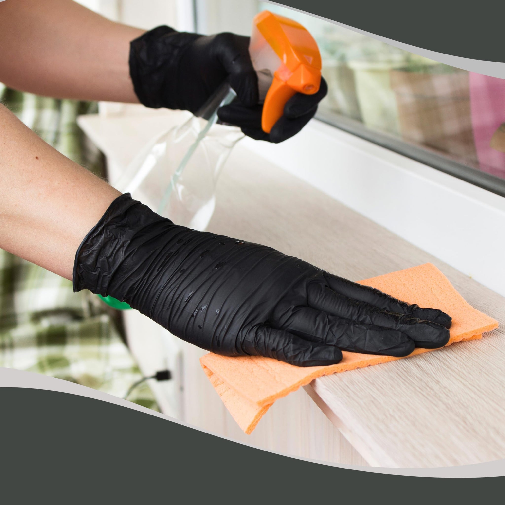 Solutrel Black Vinyl-Nitrile Disposable Gloves, 4.5mil - 100 Count, Latex & Powder-Free, For Salon, Cleaning, Food Prep, & More (100 Count per Box