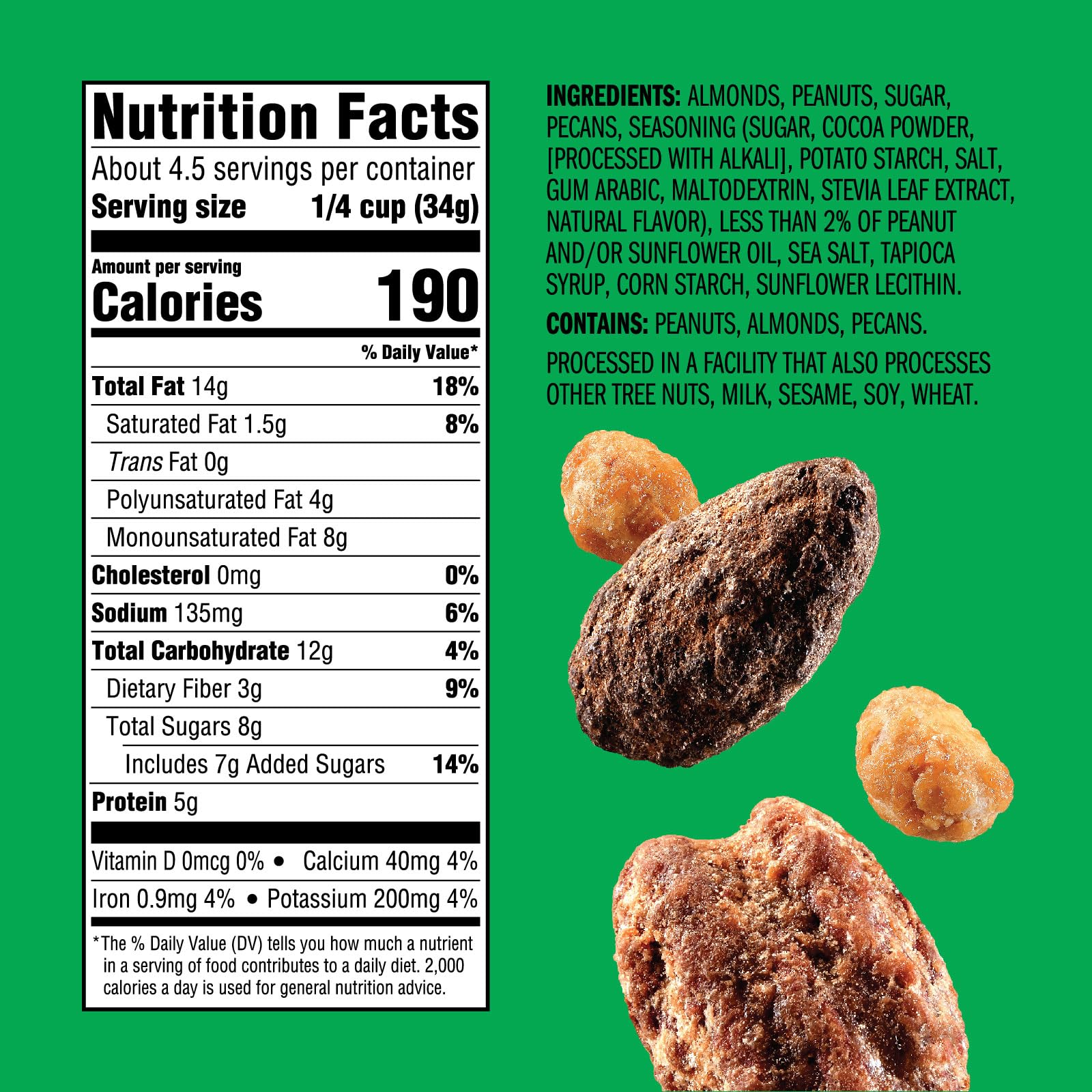 Emerald Nuts Chocolate Peanut Crunch Mixed Nuts (1-Pack) | Features Cocoa Roasted Almonds, Kettle Glazed Pecans, Kettle Glazed Peanuts | 5.5 Oz
