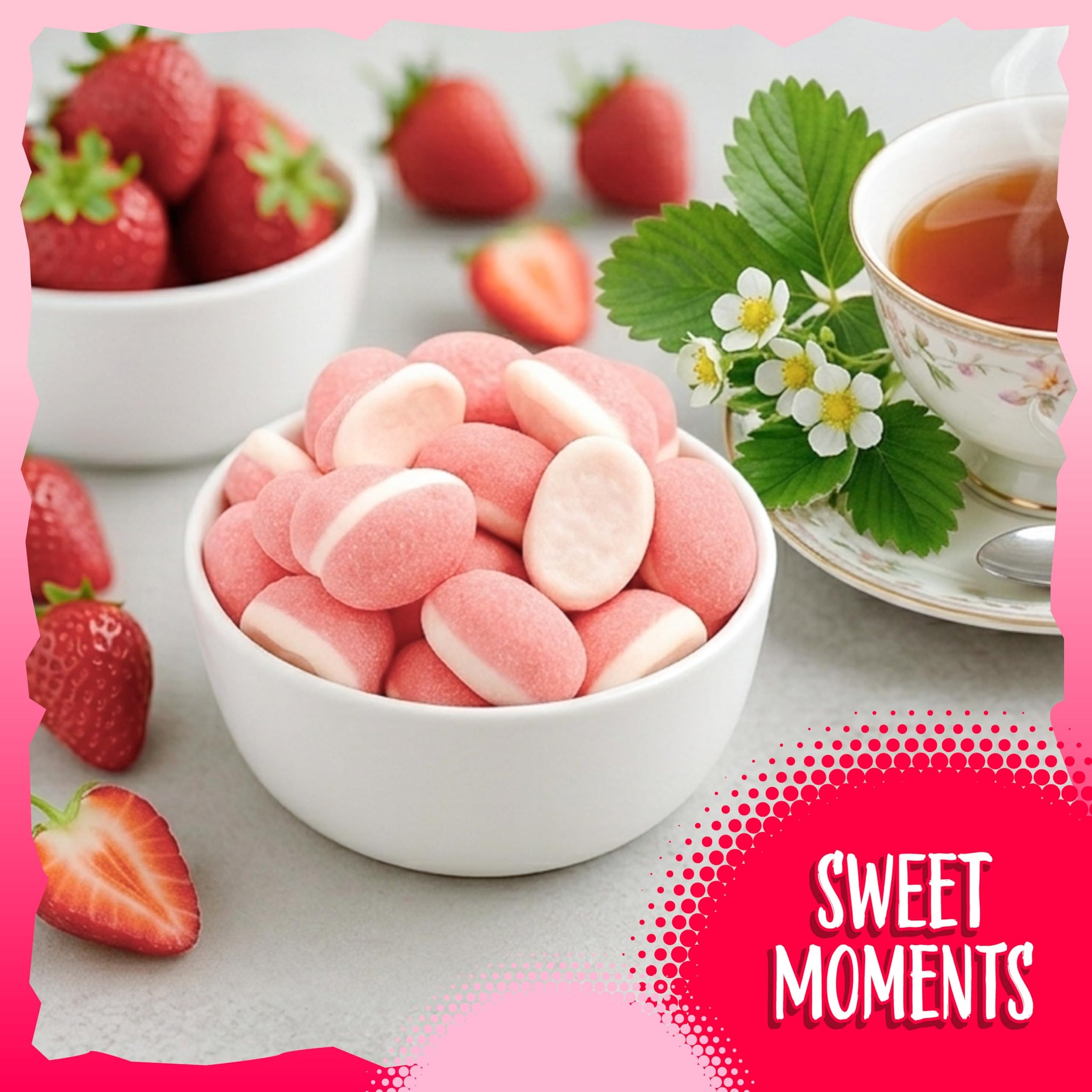 Strawberry Gummy Candy | 2-Pound Bag | Pink Candy for Baby Shower Favors | Gender Reveal Party Favors | Puffy Strawberry Gummies for Candy Buffets