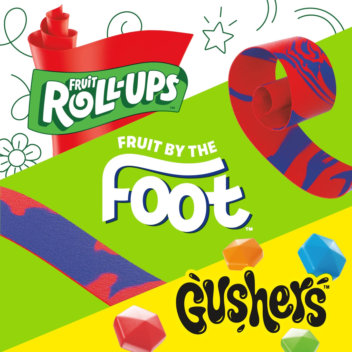 Fruit Roll-Ups, Fruit by the Foot, Gushers Fruit Flavored Snacks Variety Pack, Gluten Free, 8 Ct, 5.1 oz