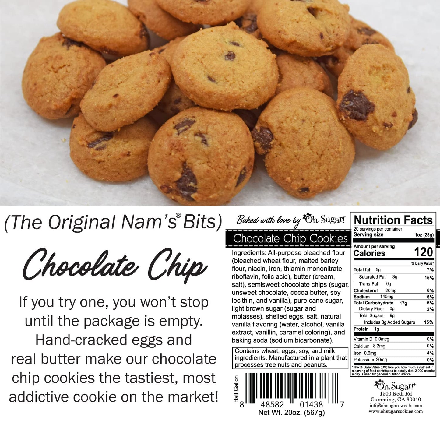 Nam's Bits Chocolate Chip Cookies - Birthday Half Gallon Jar - SCHB