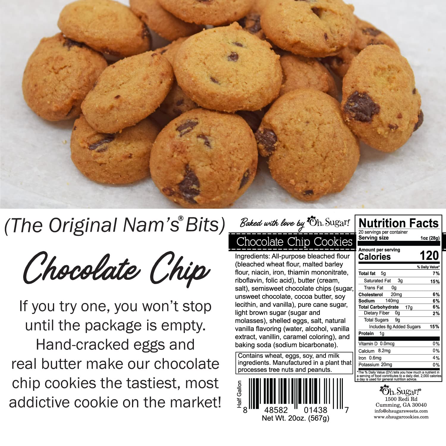 Nam's Bits Chocolate Chip Cookies - Father's Day Half Gallon Jar-WBD