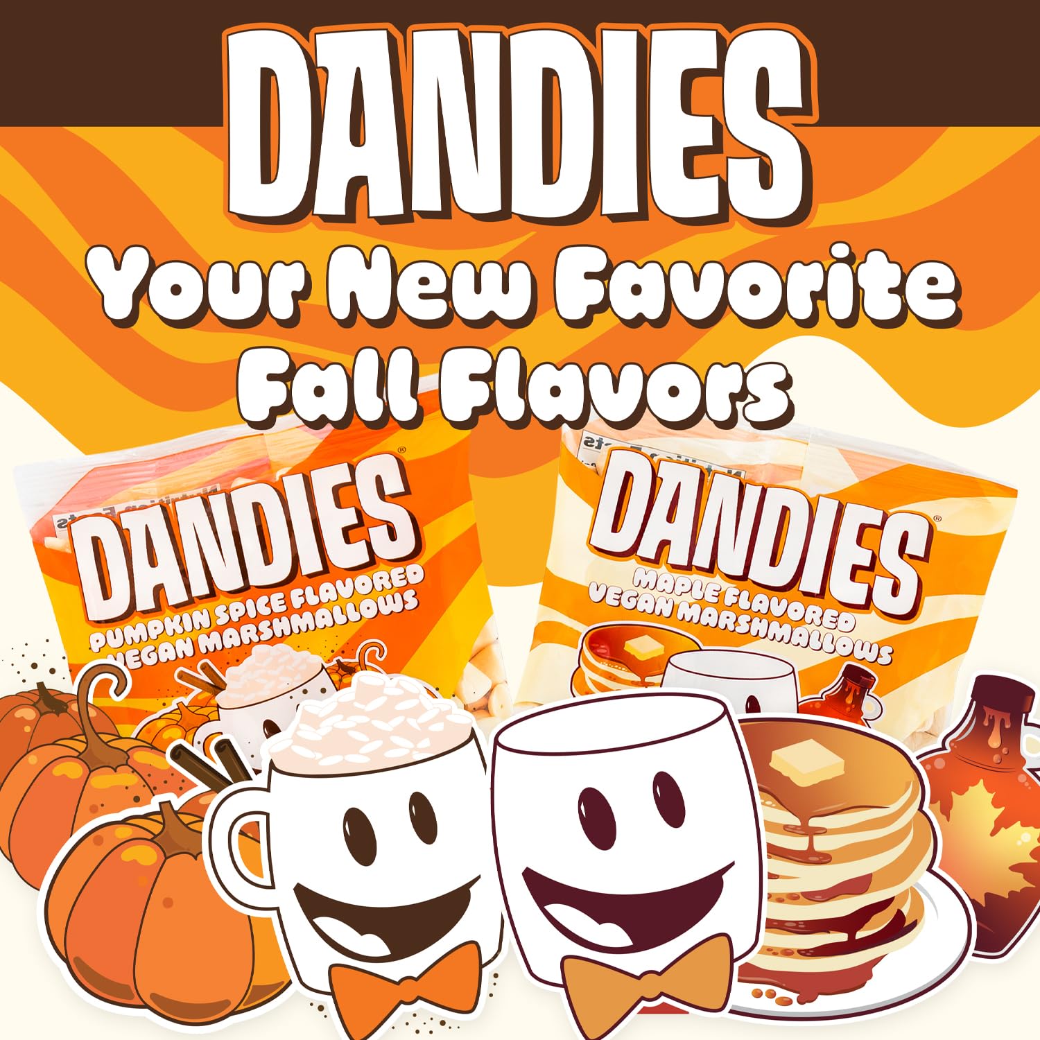 Dandies Maple Vegan Marshmallows, No Artificial Flavorings, Food Dyes, Corn Syrup, or Gelatin, Perfect for Roasting, S’mores, or Snacking (Maple, 2