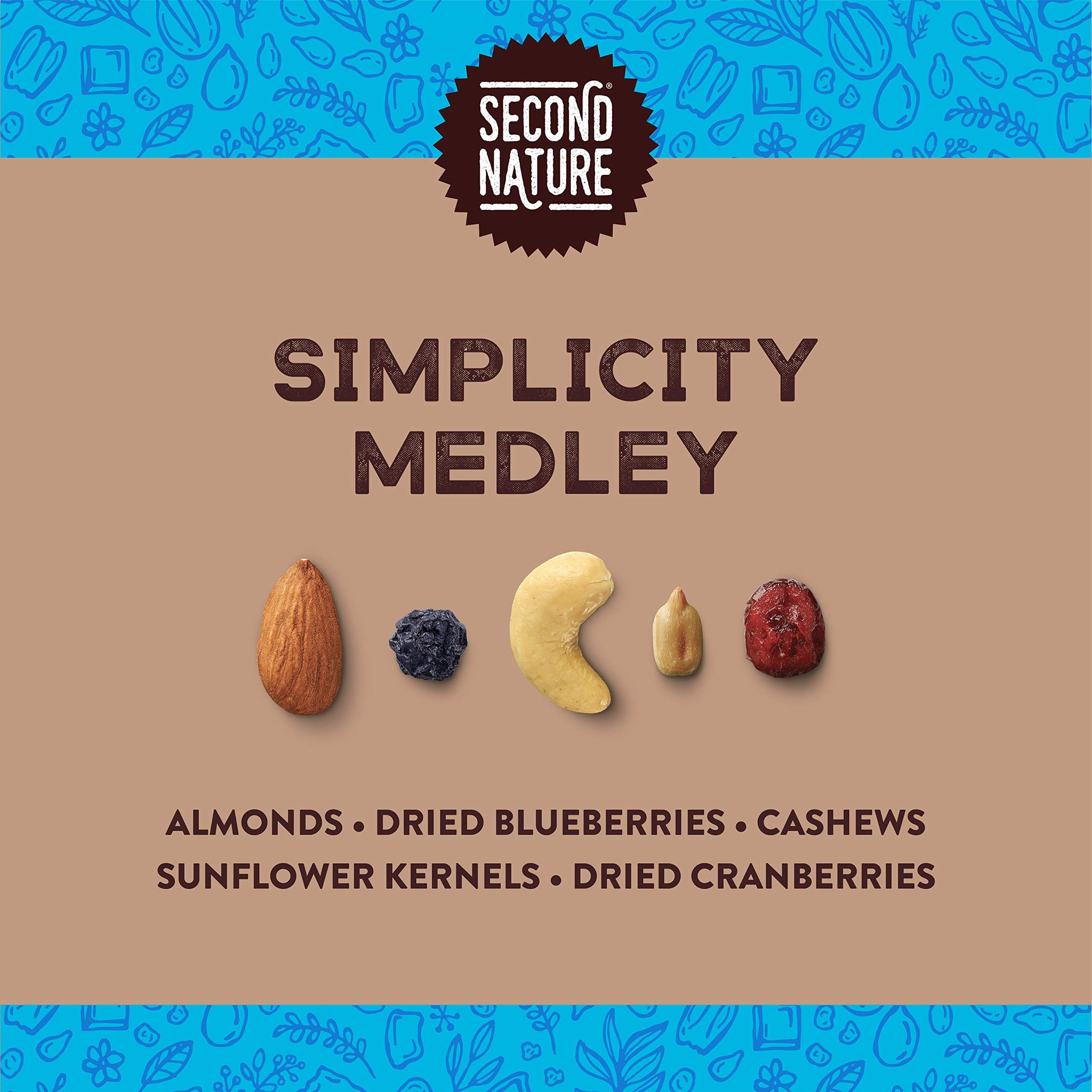 Second Nature Simplicity Medley Trail Mix - Snack Nut Blend, Gluten Free - 14 oz Resealable Standup Pouch